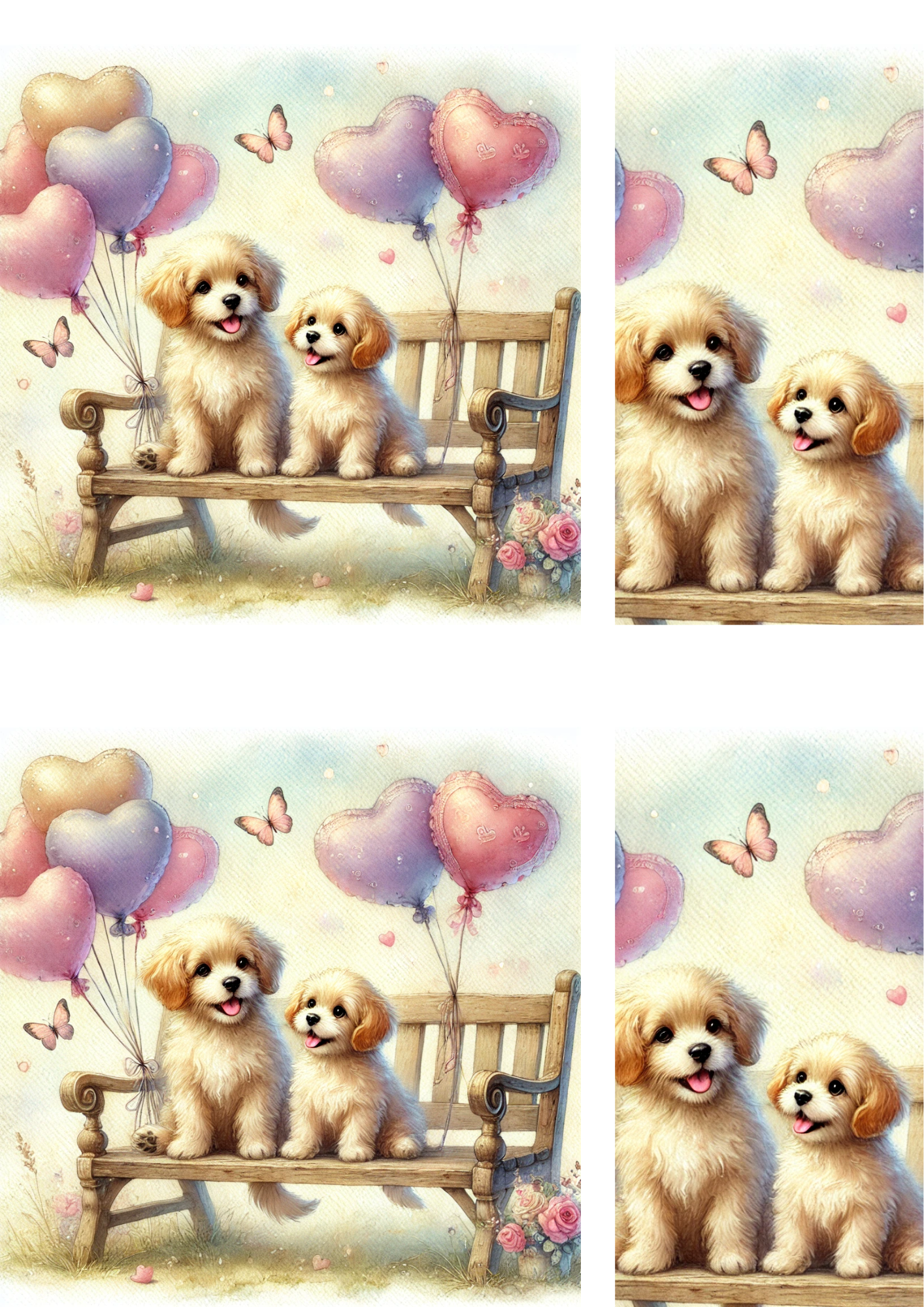 Reispapier für Decoupage Dogs in Love 4 Collage Katze Nr. 4082