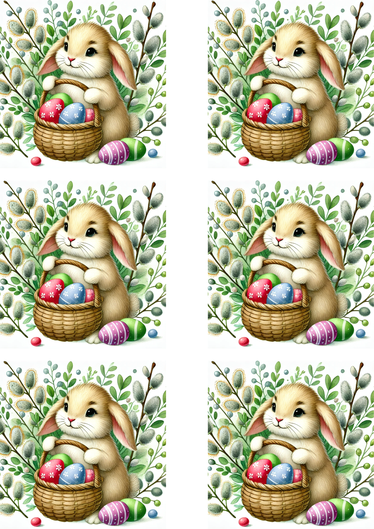 Reispapier für Decoupage Hase mit Osterkorb Collage Kat. Nr. 4119