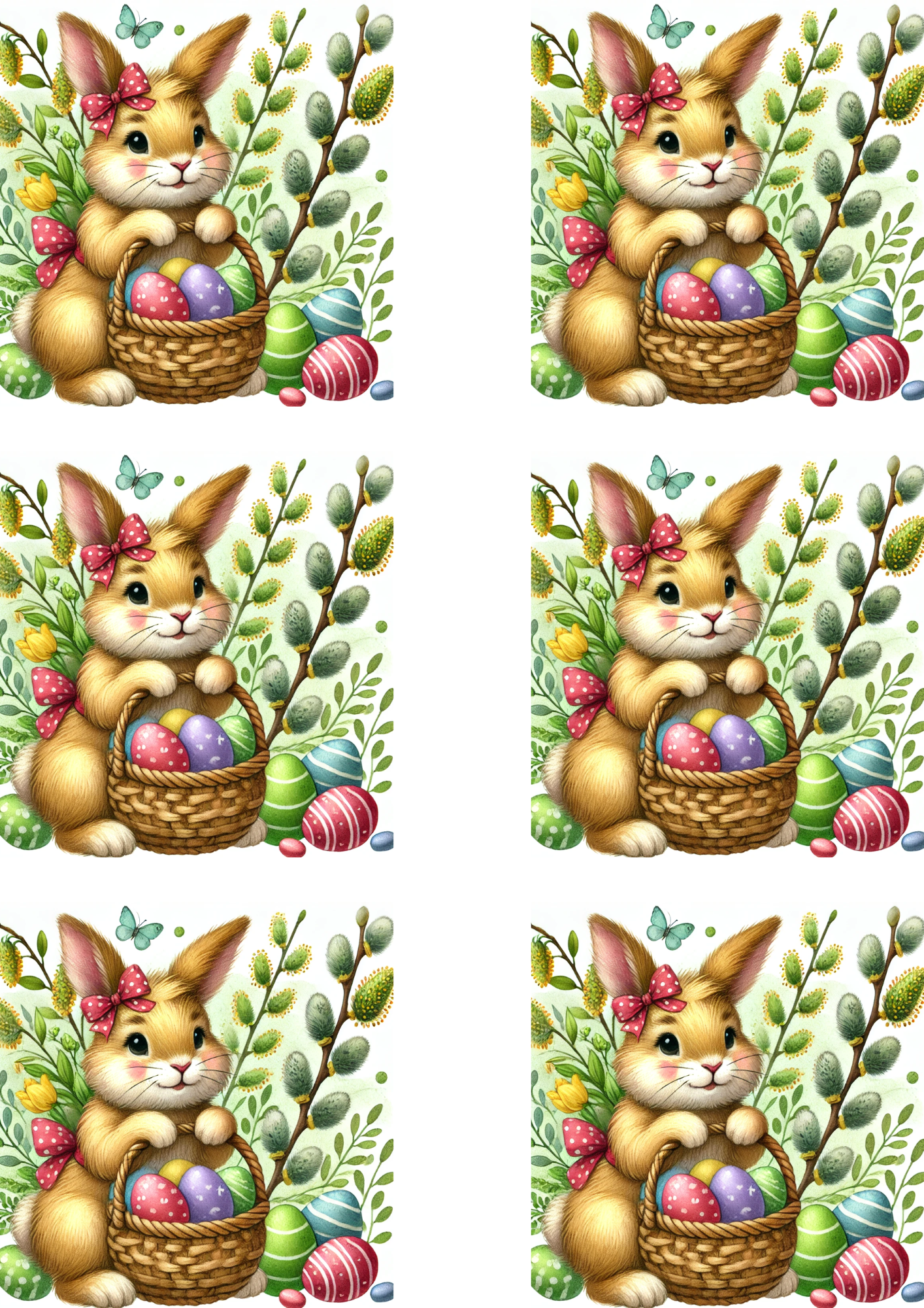 Reispapier für Decoupage Hase mit Osterkorb 2 Collage Kat. Nr. 4120