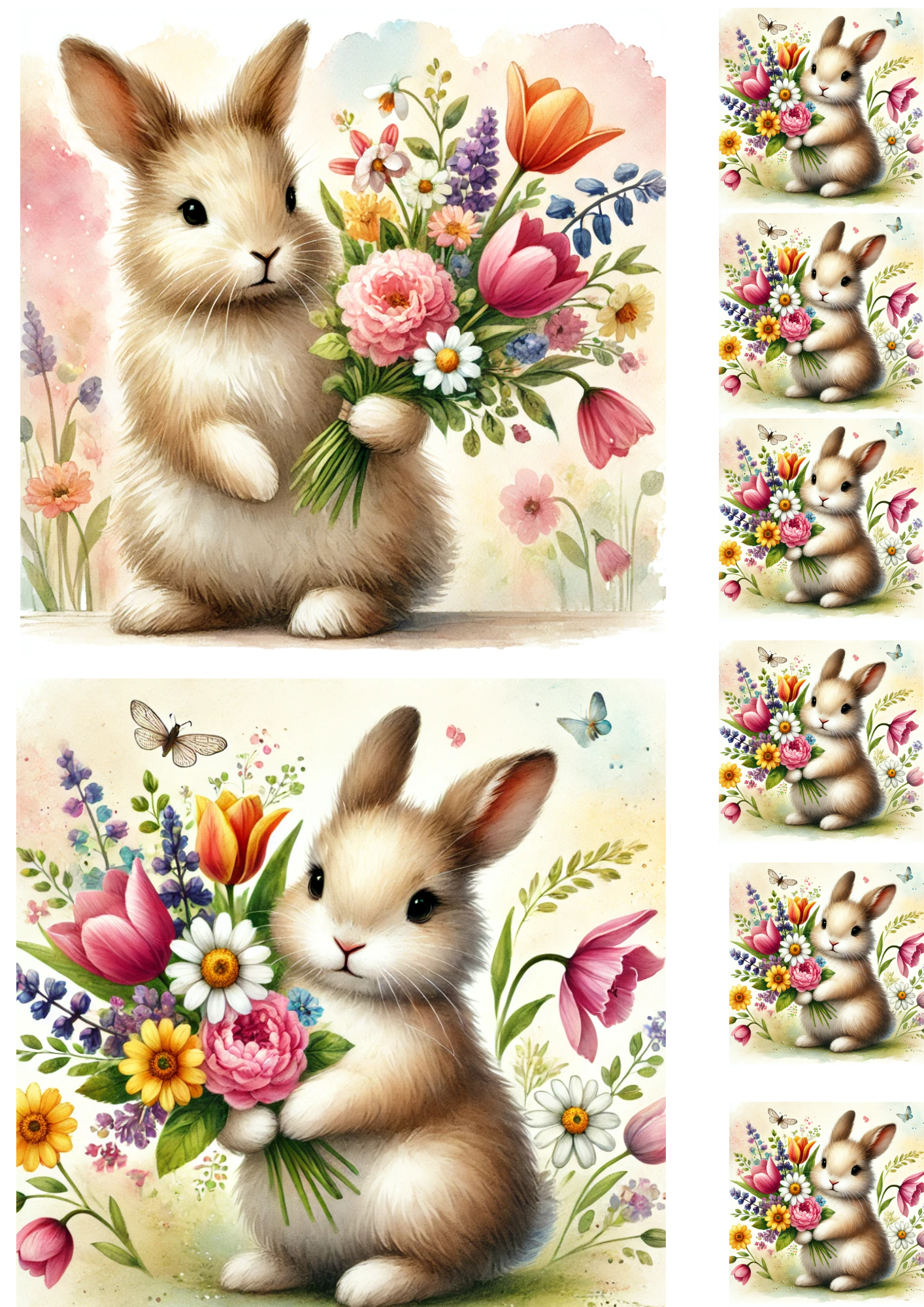 Reispapier für Decoupage Osterhasen Collage Katze Nr. 4124