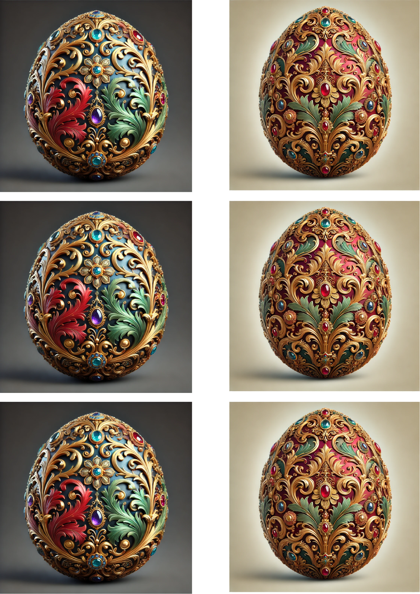 Reispapier für Decoupage Barock Faberge Eier Collage Kat. Nr. 4128