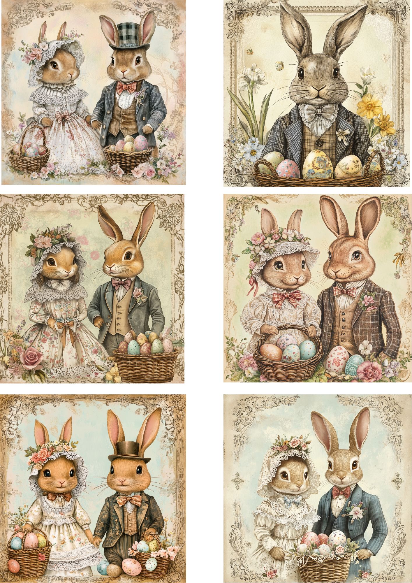 Reispapier für Decoupage-Osterhasen im Vintage-Stil Collage Kat. Nr. 4208