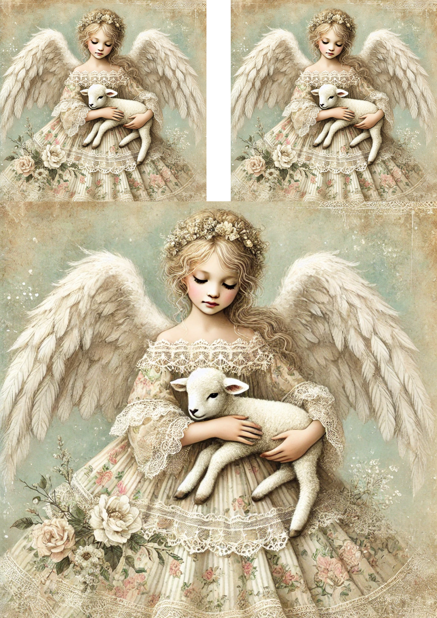 Reispapier für Decoupage-Engel und Schaf-Collage Kat. Nr. 4263