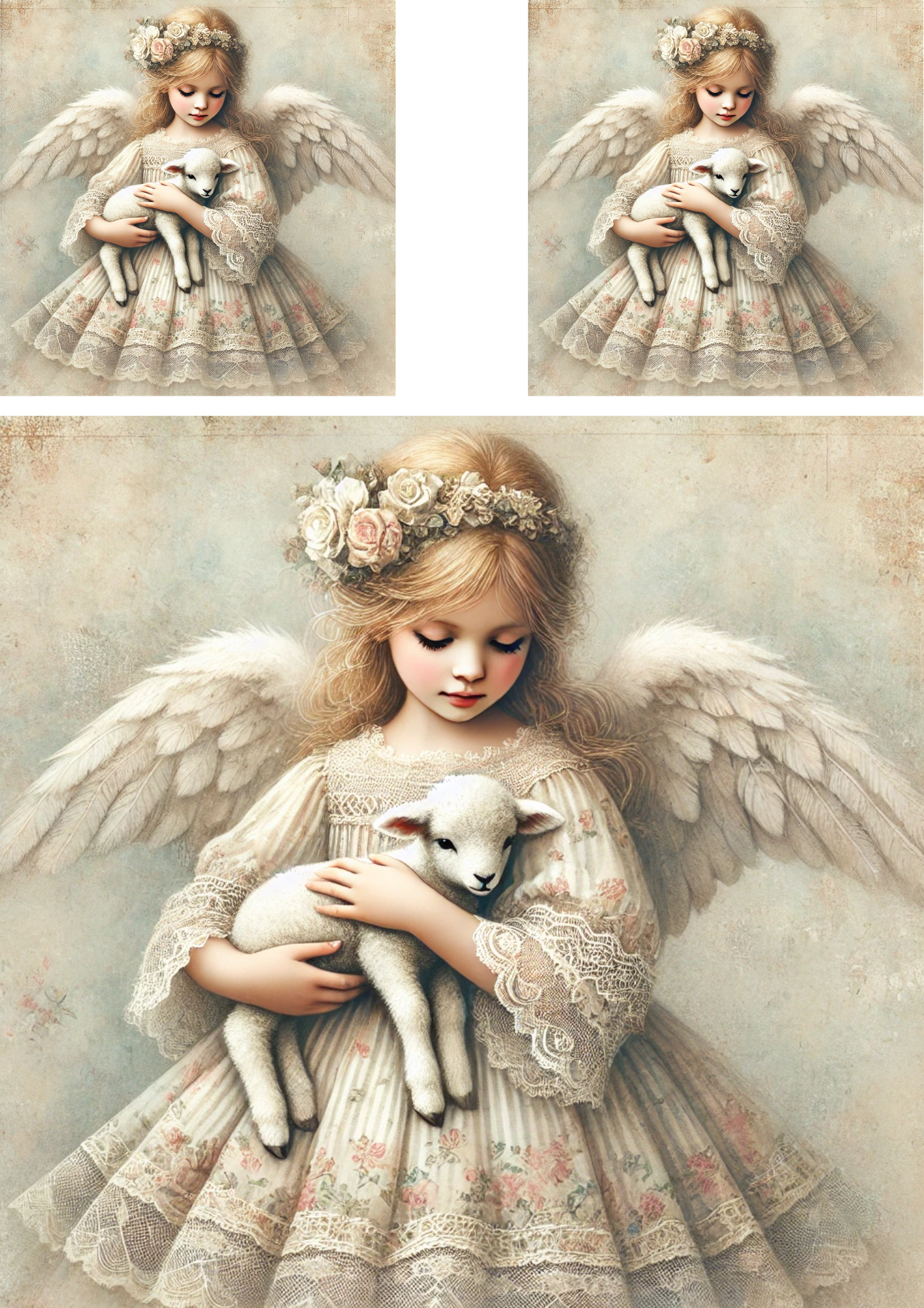 Reispapier für Decoupage-Collage „Engel und Schaf 2“ Kat. Nr. 4264