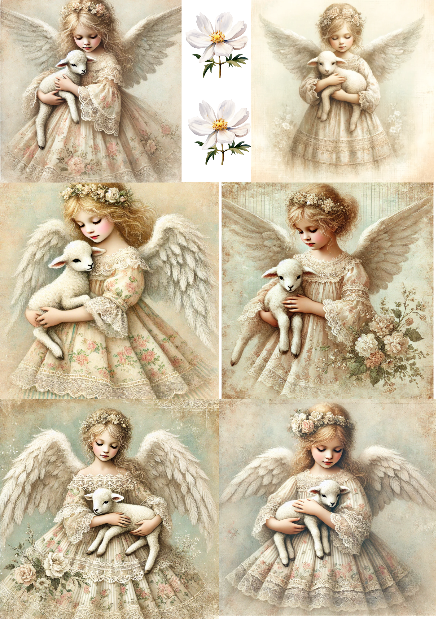 Reispapier für Decoupage Engel und Schaf 3 Collage Kat. Nr. 4266