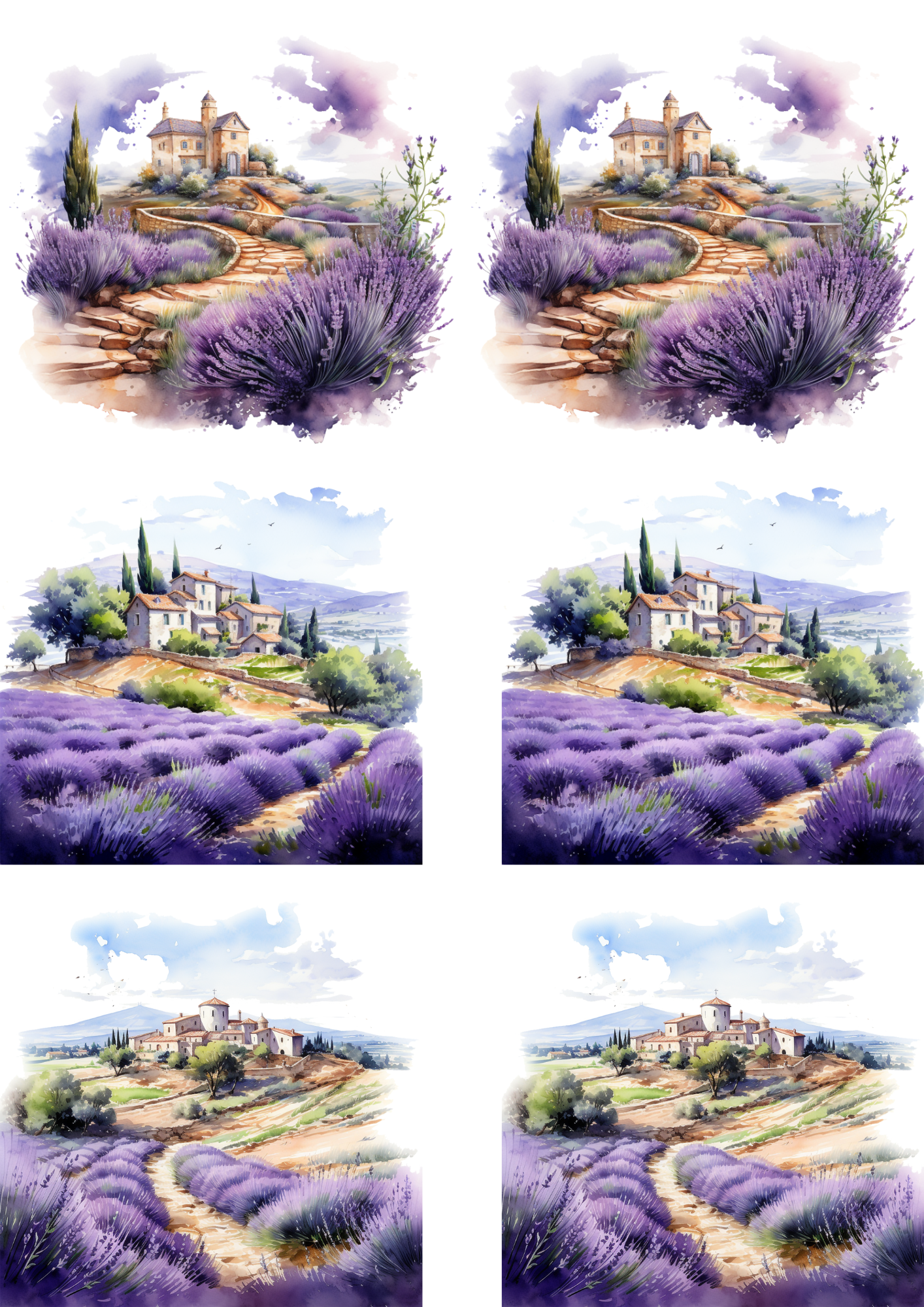 Rice Paper For Decoupage Provence and Lavender Field 3 Collage Cat. No. 4343