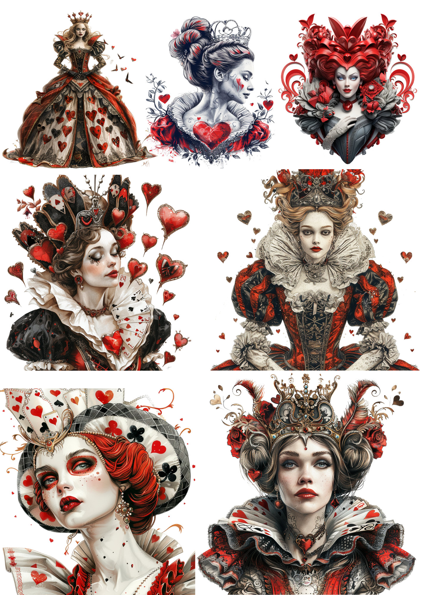 Reispapier für Decoupage, Herzkönigin aus Alice im Wunderland, Collage, Kat.-Nr. 4385