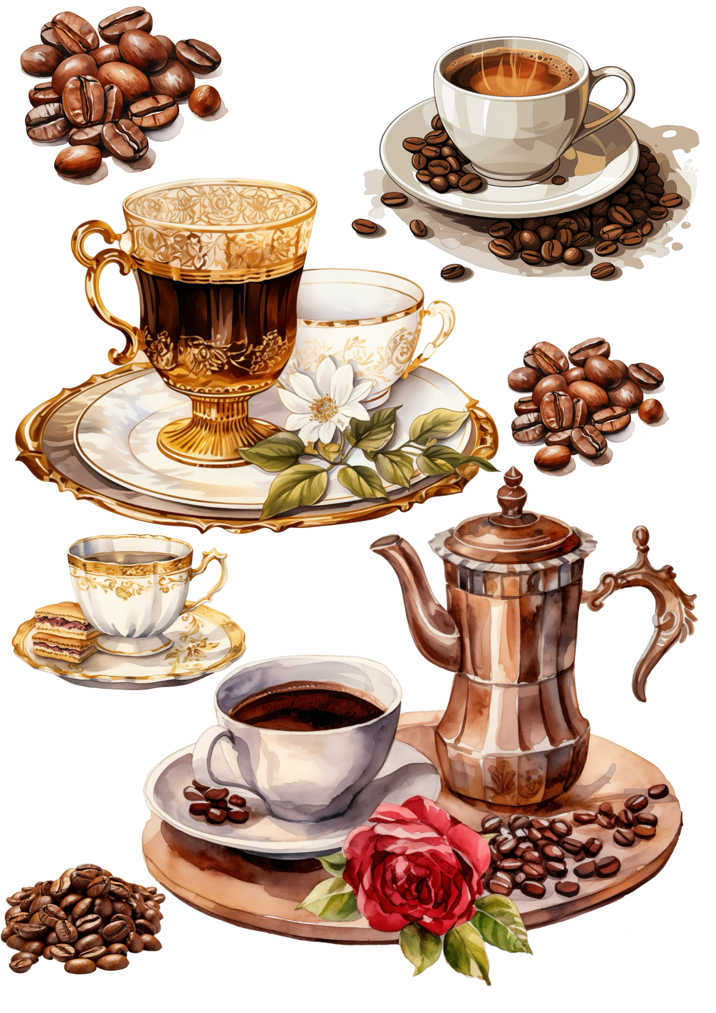 Reispapier für Decoupage Kaffeegeschirr 2 Collage Kat. Nr. 4389