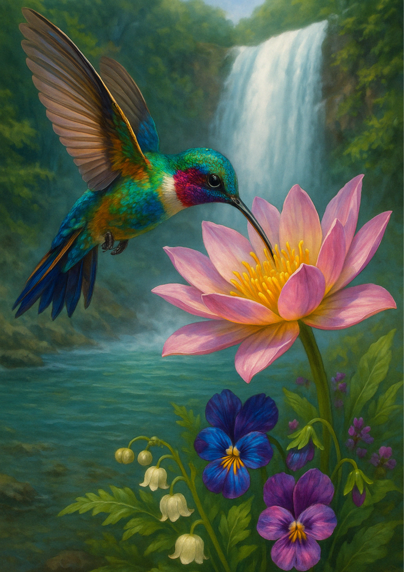 Rice Paper For Decoupage Hummingbird Over Flower Full Cat. No. 4447