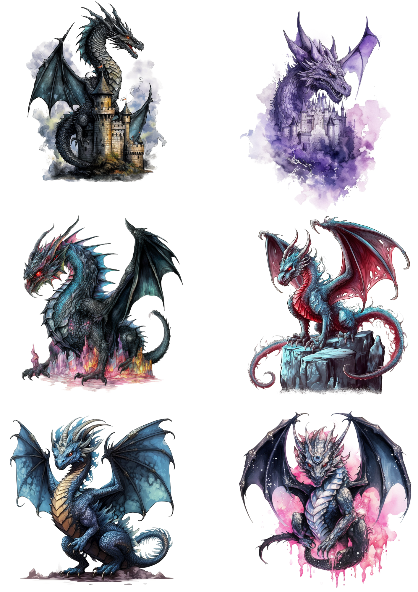 Rice Paper For Decoupage Gothic Dragons Collage Cat. No. 4459