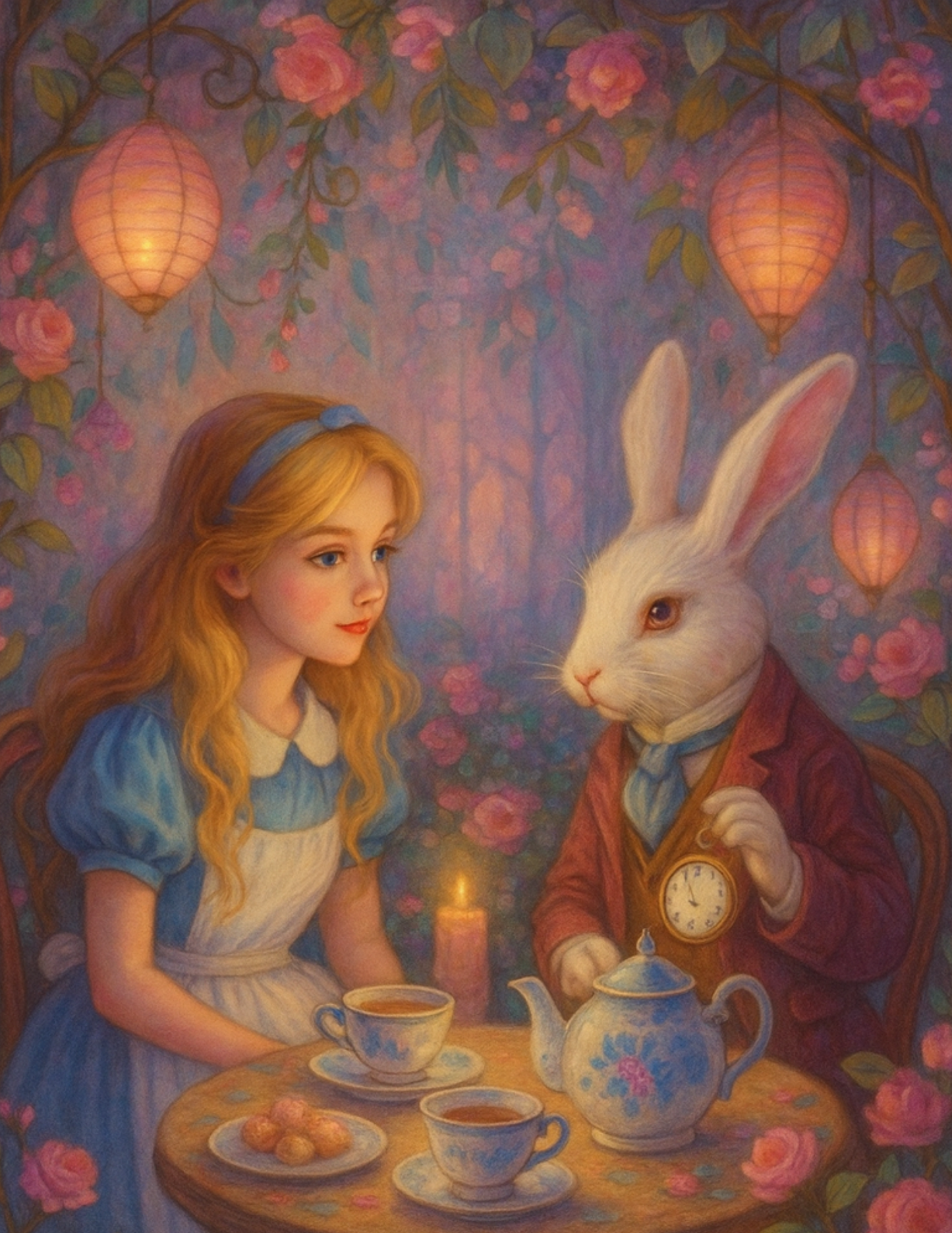 Reispapier für Decoupage Alice im Wunderland mit weißem Kaninchen, vollständige Kat.-Nr. 4544
