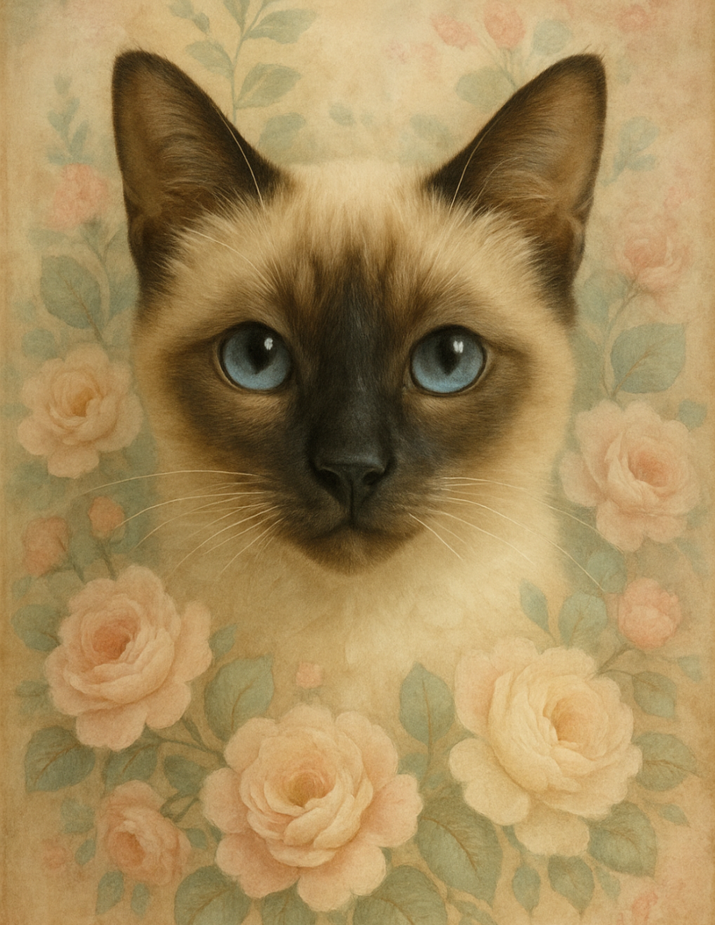 Reispapier für Decoupage Siamkatze in Blumen Kat. Nr. 4568