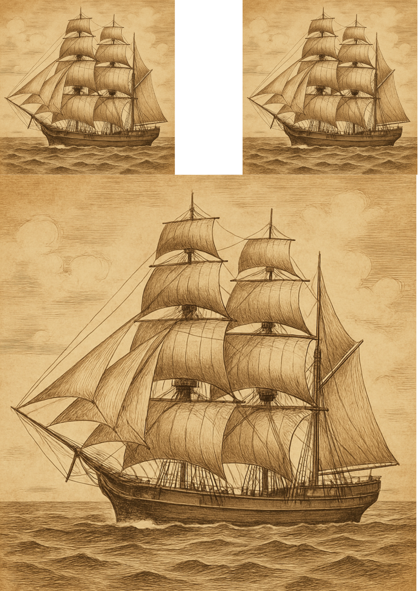 Reispapier für Decoupage, Segelschiff, Vintage-Stil, Collage, Kat. Nr. 4720