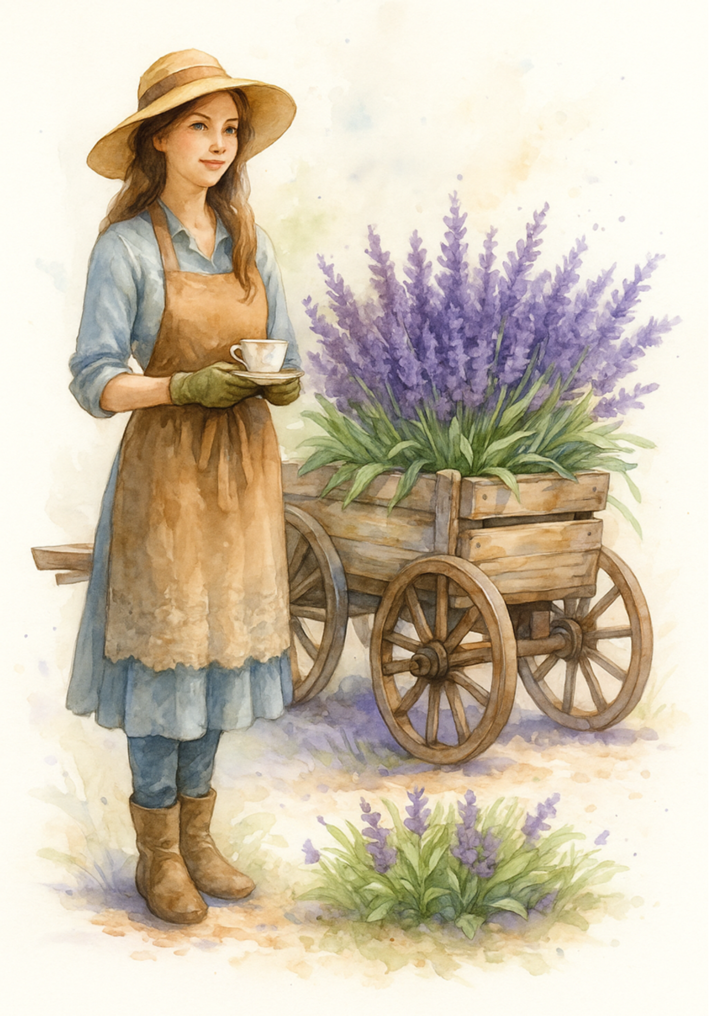 Reispapier für Decoupage Gärtner mit einem Wagen mit Lavendel Volle Kat. Nr. 4734