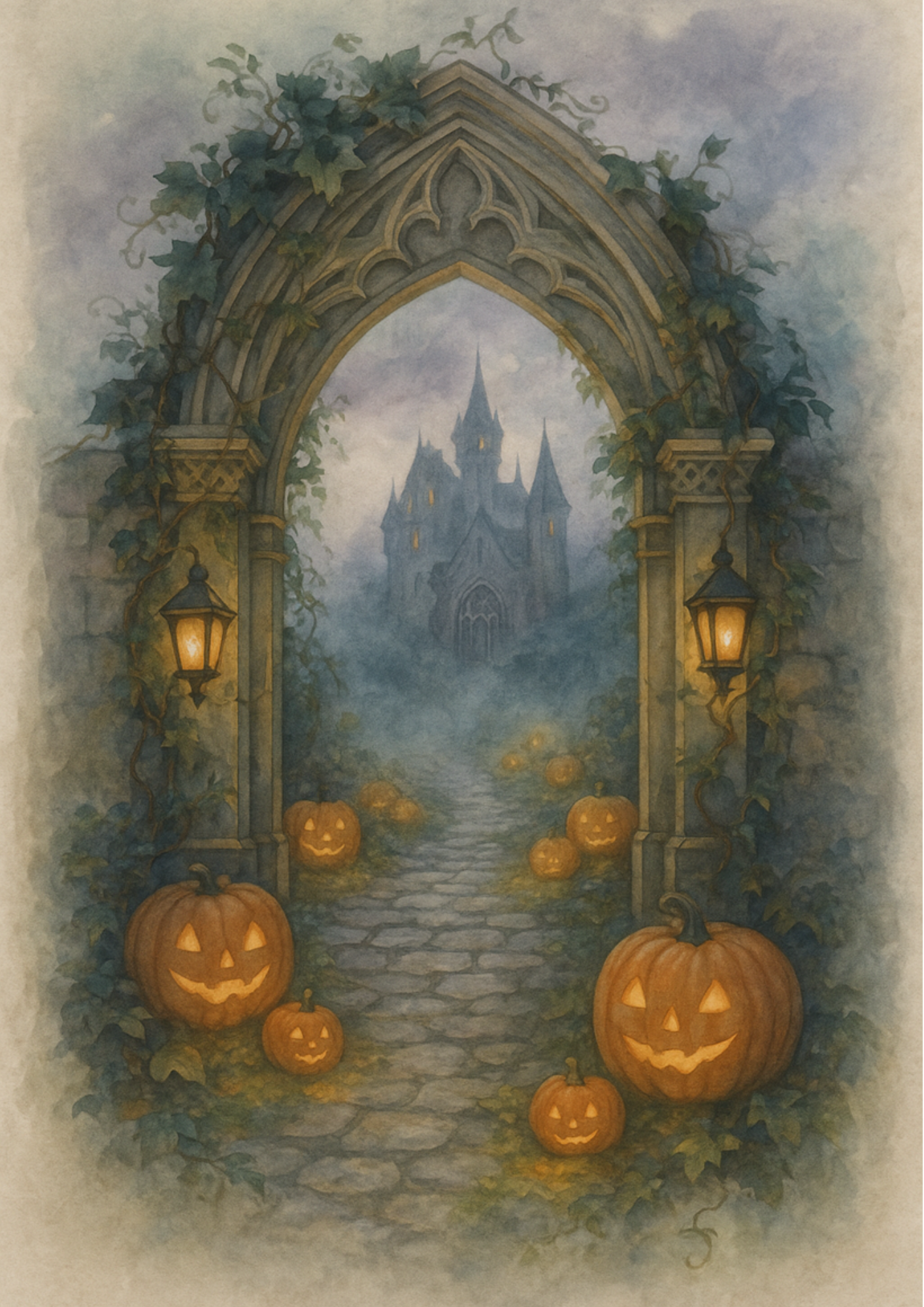 Reispapier für Decoupage, Gothic, Halloween, Tor zum Schloss, voll, Kat. Nr. 4772