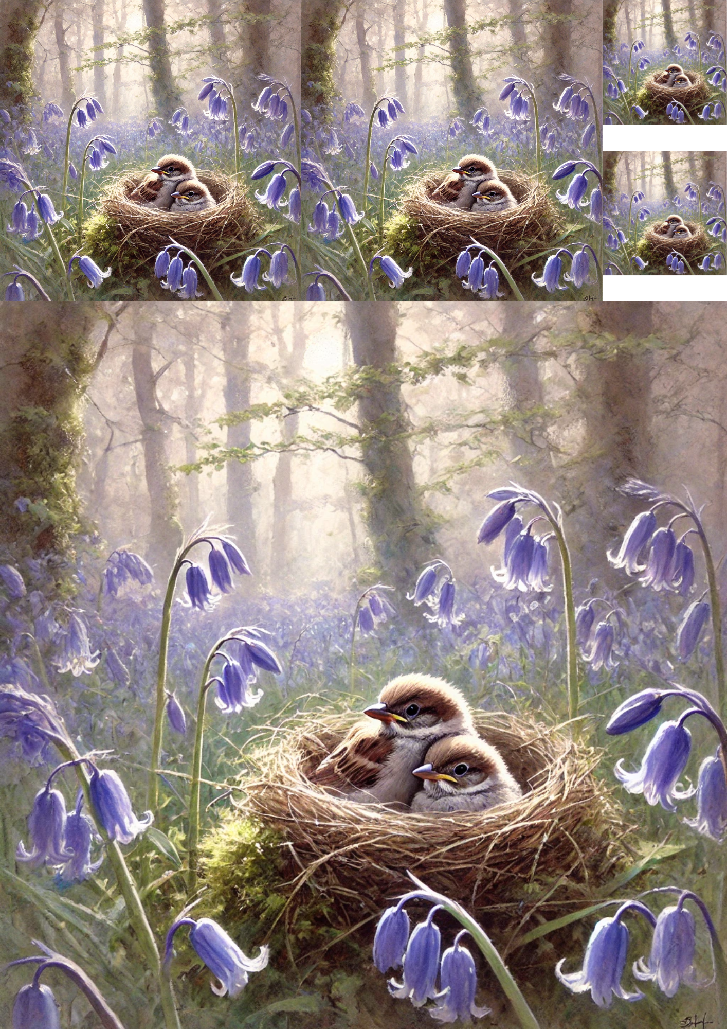 Rice Paper For Decoupage Chicks In The Nest Collage Cat. No. 4818