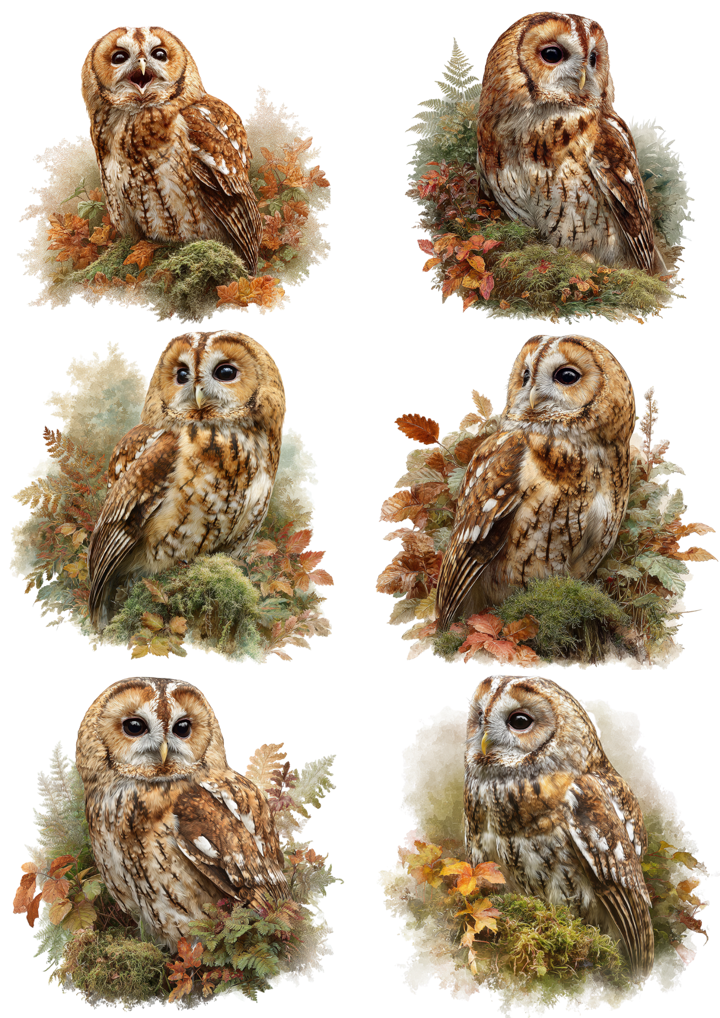 Reispapier für Decoupage Waldkauz-Collage Kat. Nr. 4876