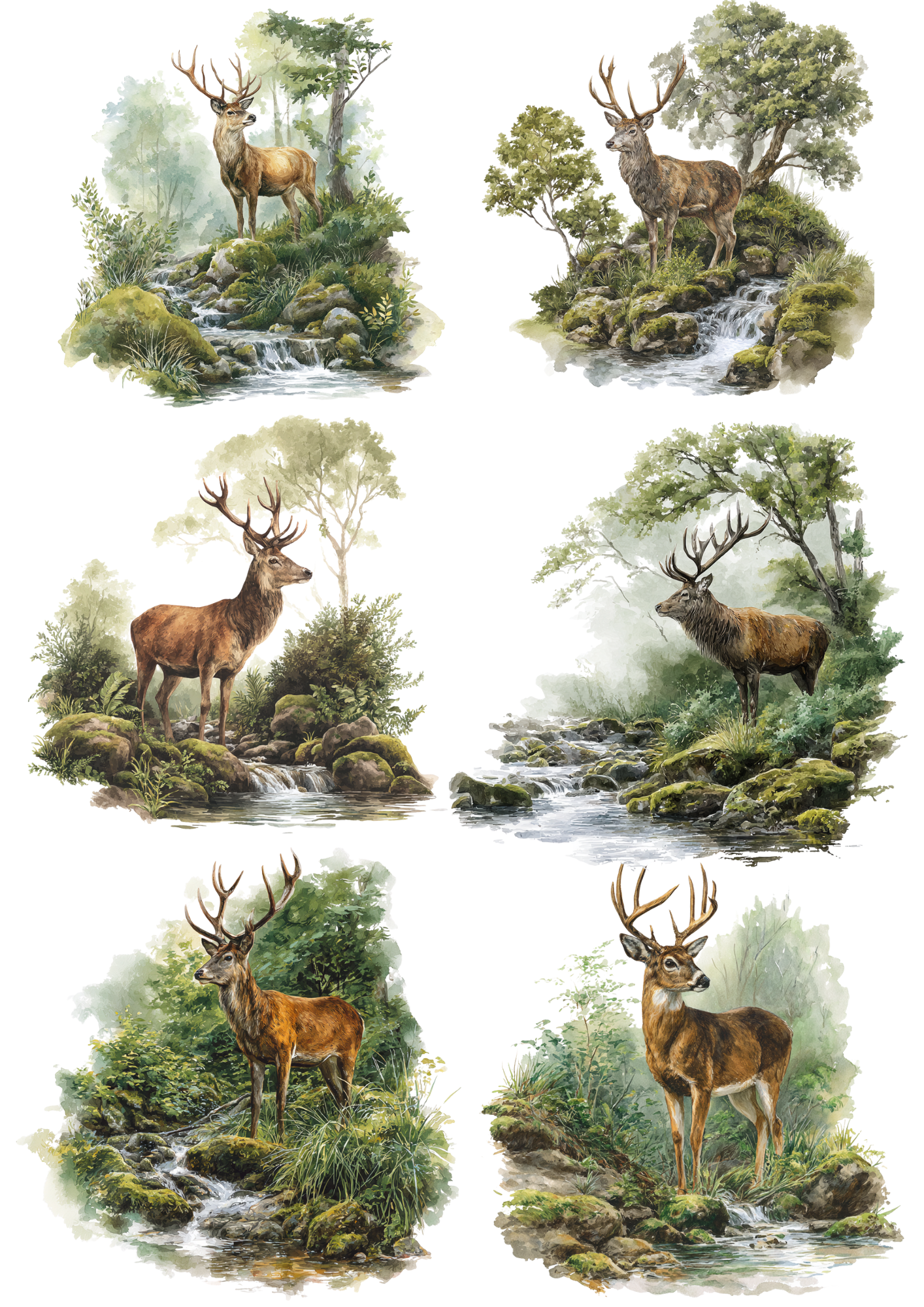 Rice Paper For Decoupage Deer Collage Cat. No. 4881