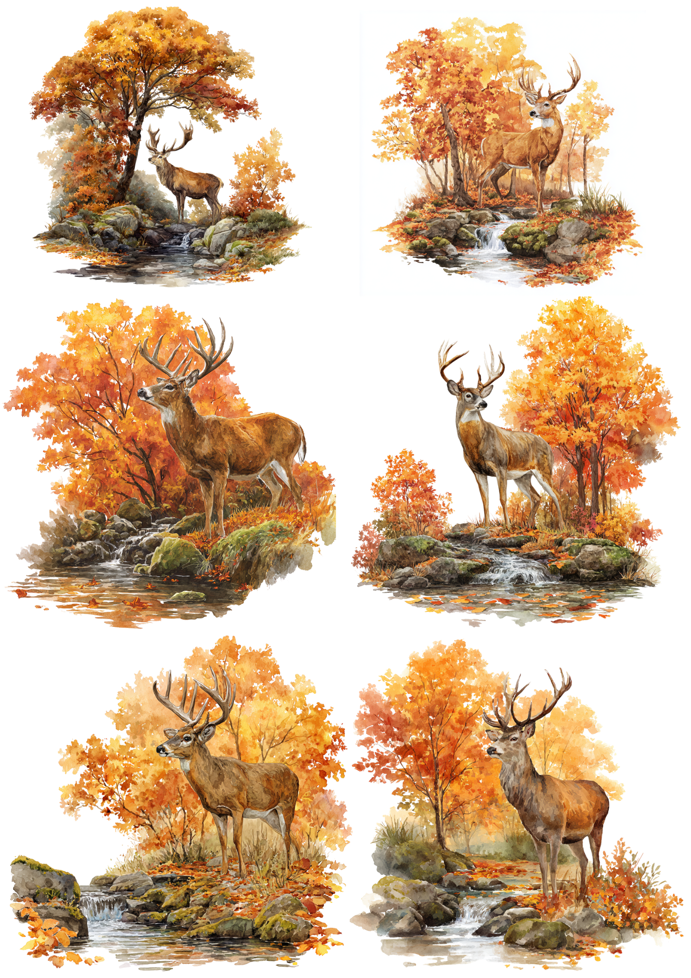 Rice Paper For Decoupage Deer Autumn Collage Cat. No. 4883