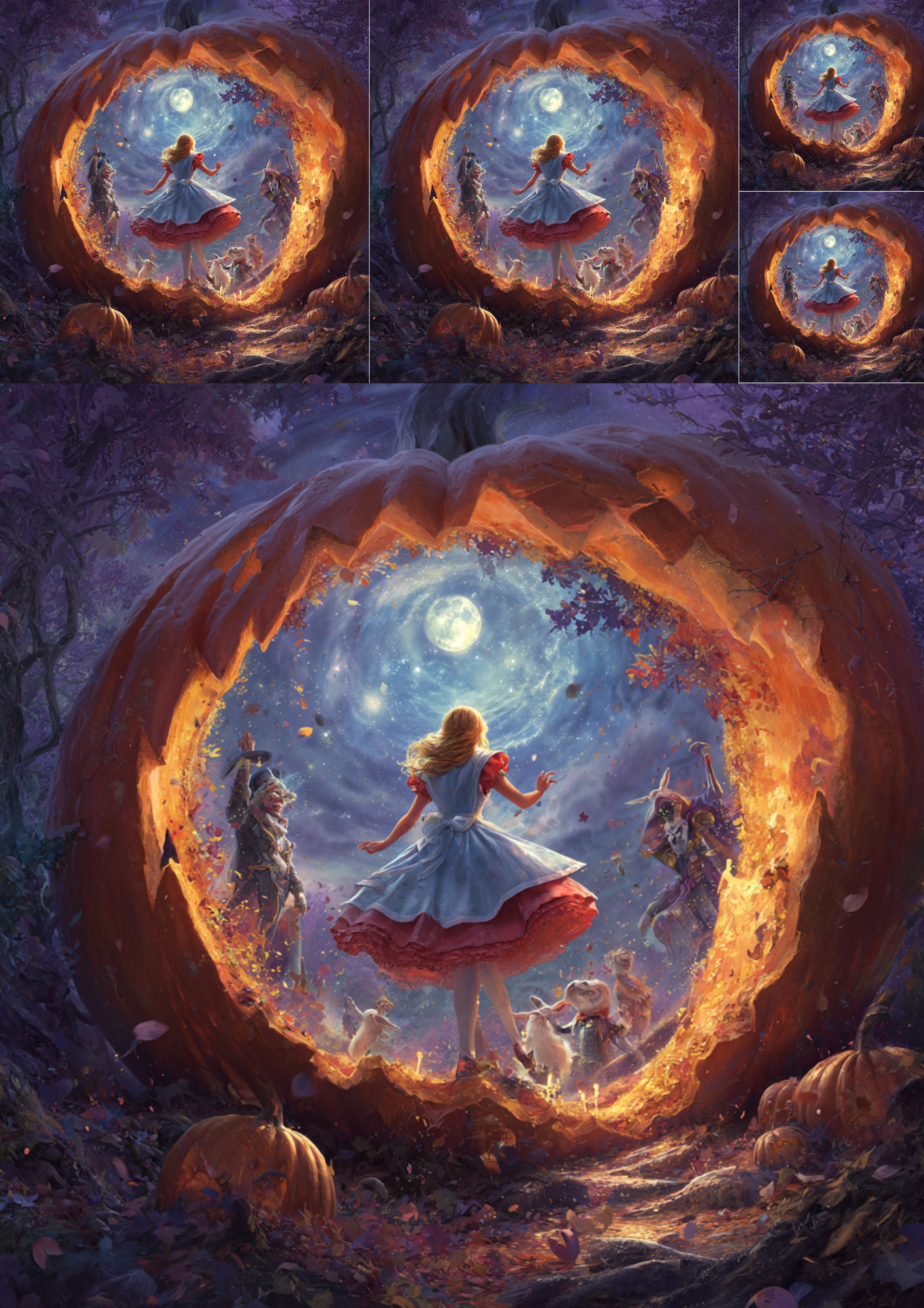 Reispapier für Decoupage Märchen Halloween Kürbis Portal Collage Kat. Nr. 4921
