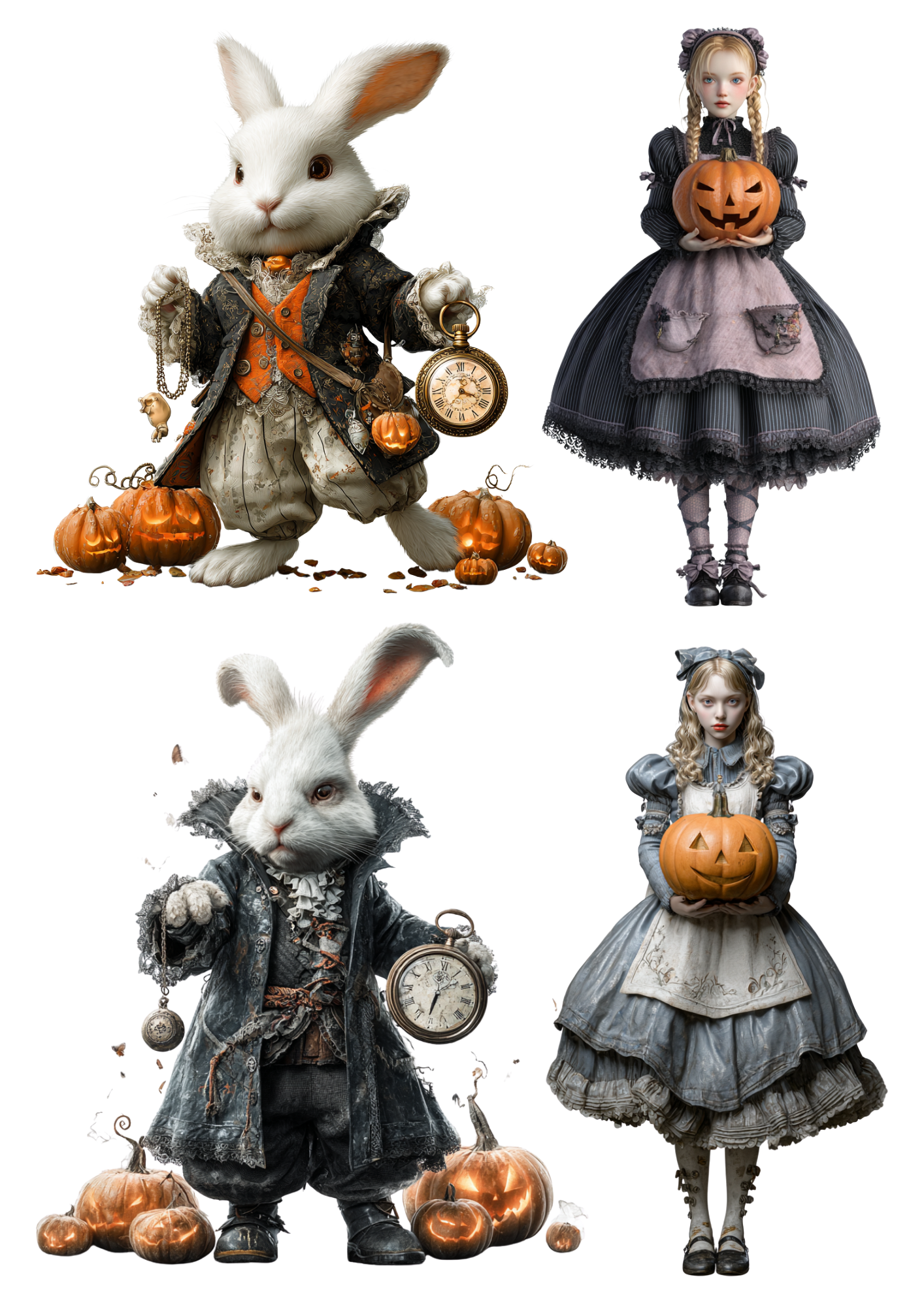 Reispapier für Decoupage Alice im Wunderland Verschiedene Figuren Halloween Edition Collage Kat. Nr. 4941