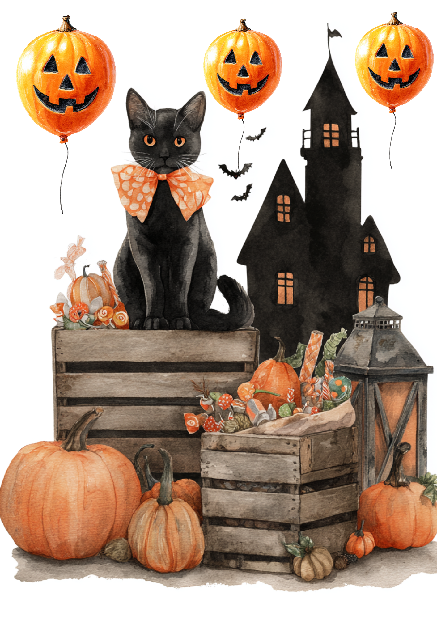 Reispapier für Decoupage Halloween Katze Voll Kat. Nr. 4985