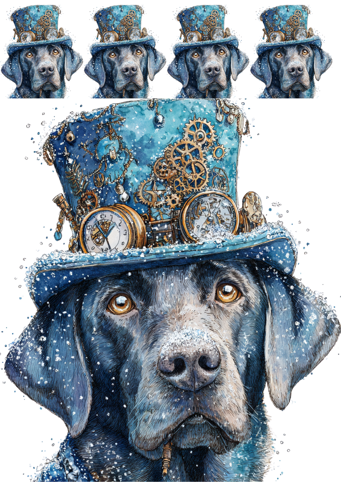 Reispapier für Decoupage Steampunk Labrador Collage Kat. Nr. 4986