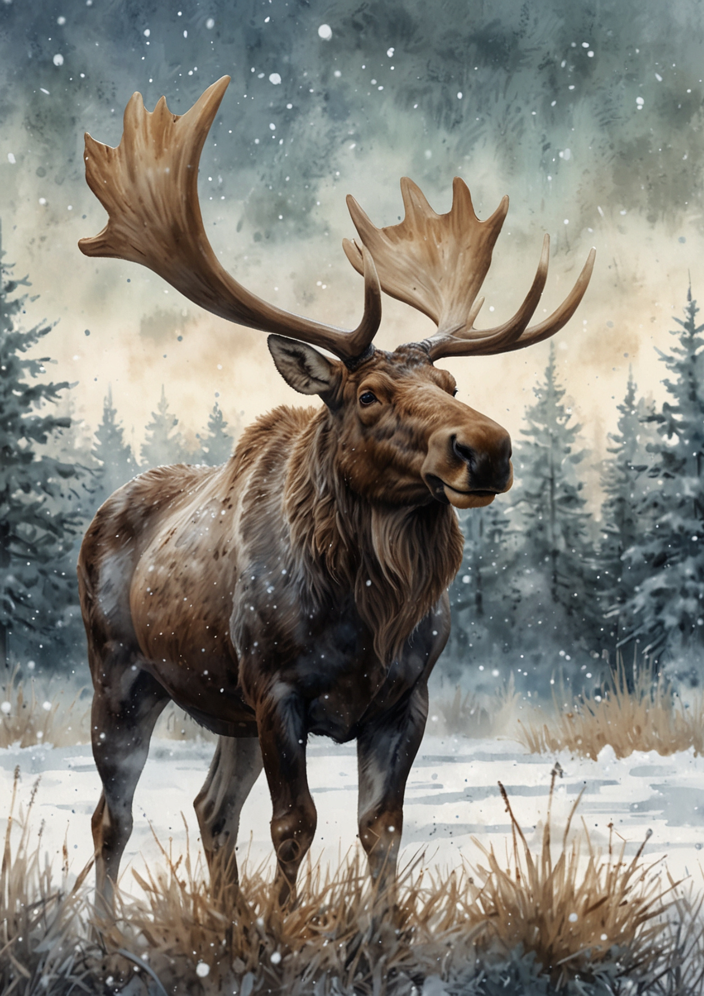 Rice Paper For Decoupage Moose Background For Journaling Full Cat. No. 5359