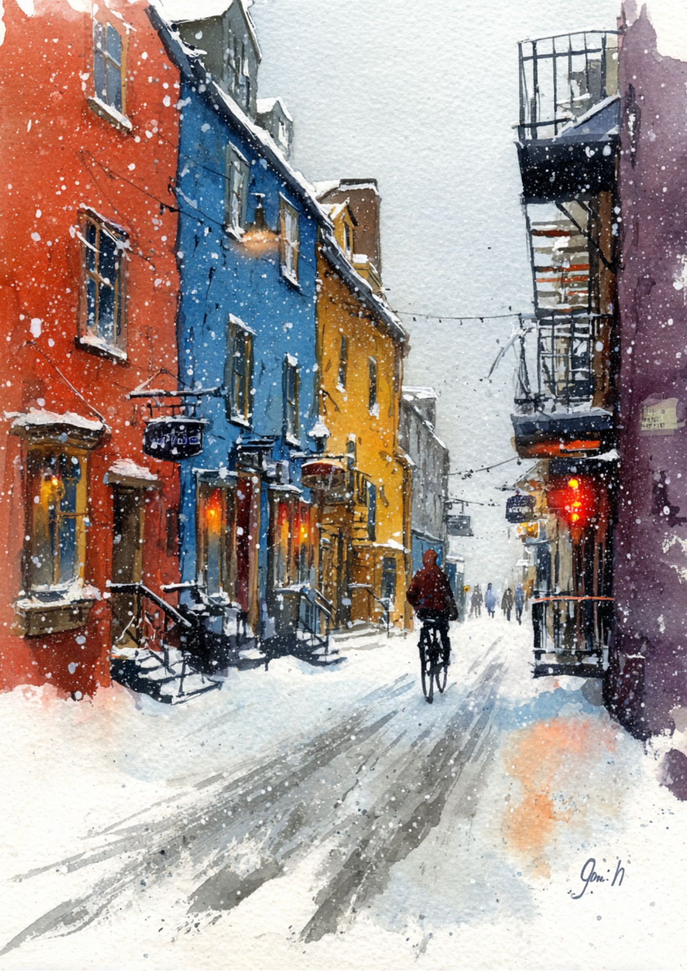 Rice Paper For Decoupage Snow-Covered Street Full Cat. No. 5406