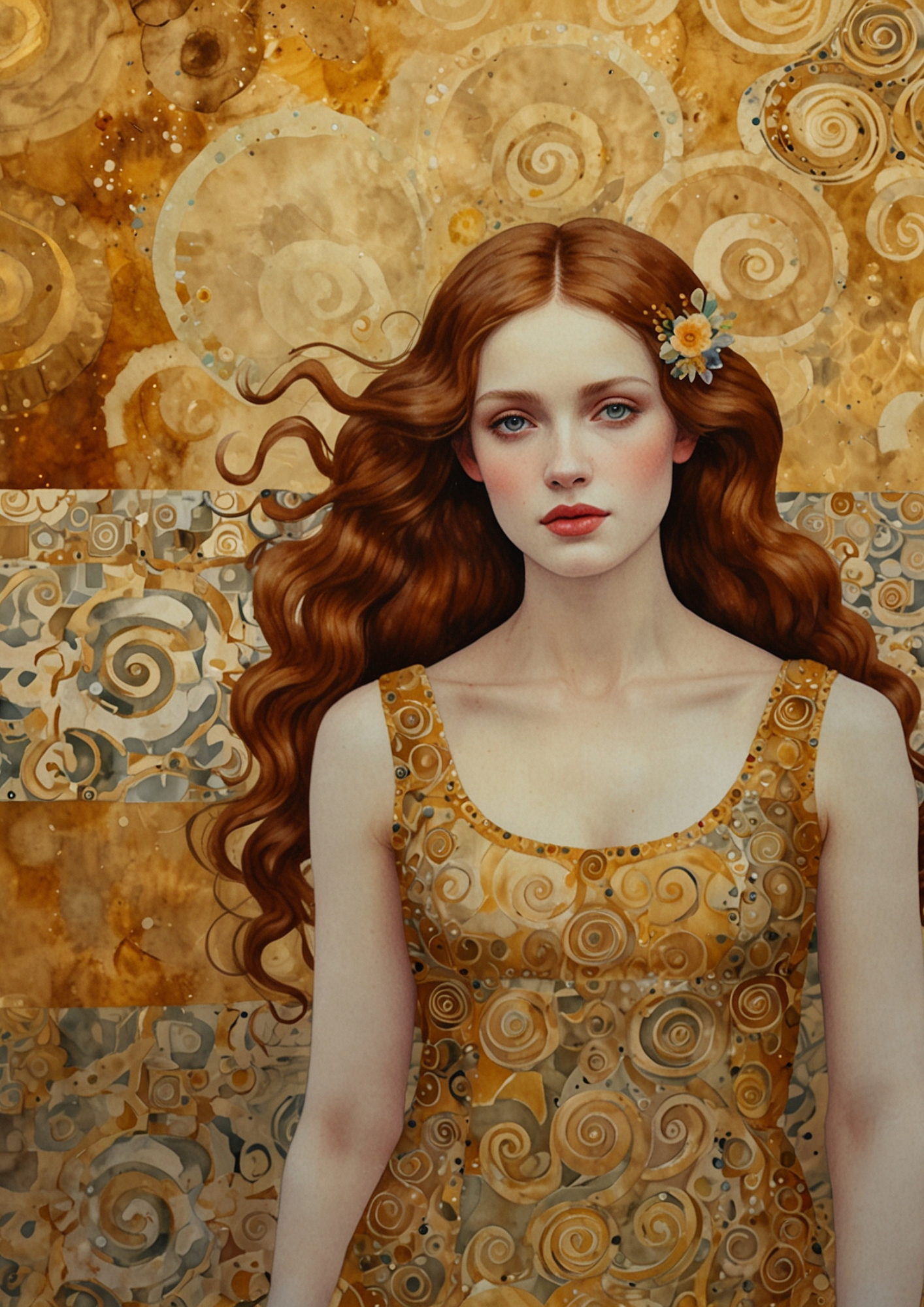 Rice Paper For Decoupage Woman in the Style of Gustav Klimt Full Cat. No. 5418