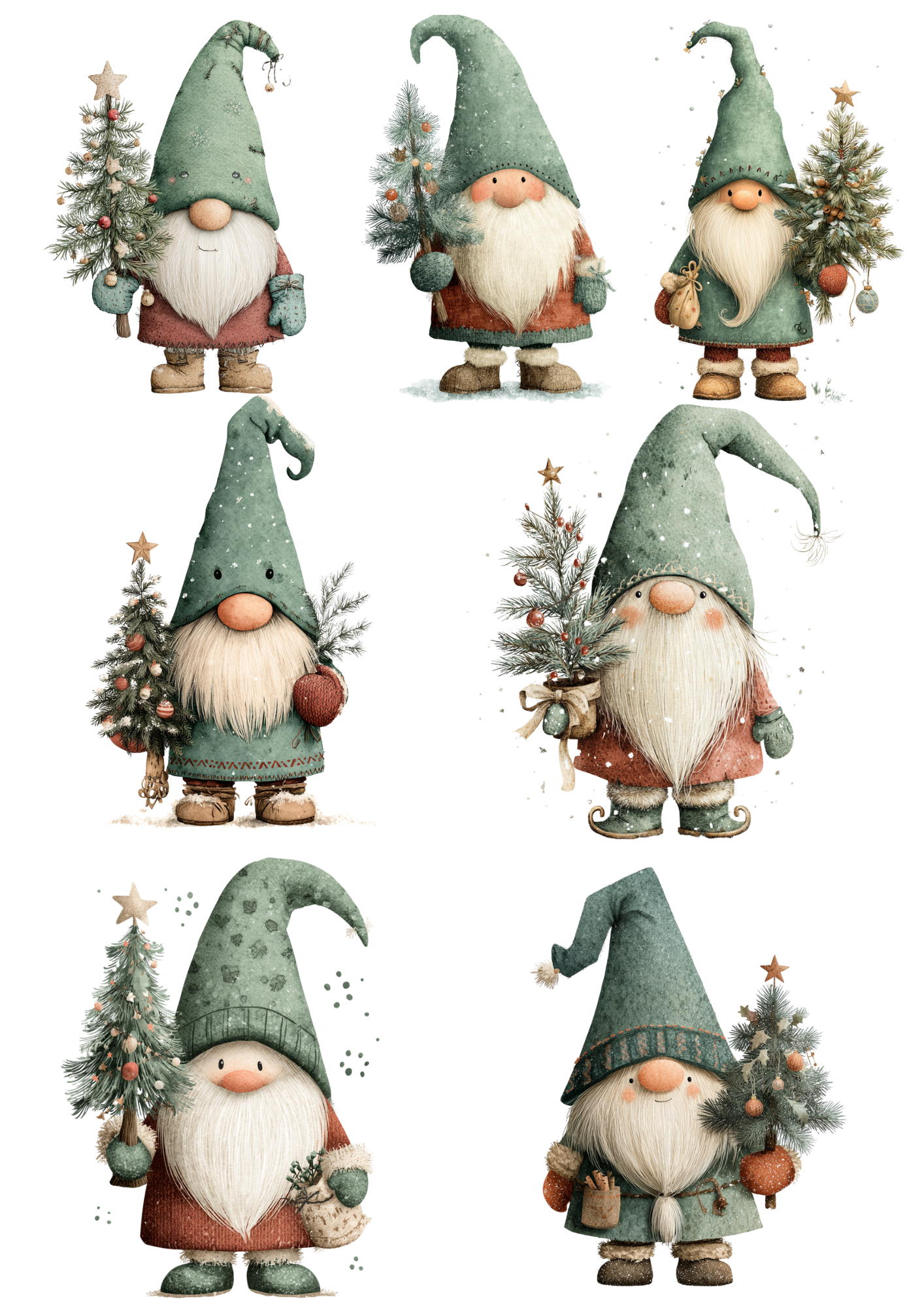 Decoupage Rice Paper Leprechaun with Christmas Tree Collage Cat. No. 5419