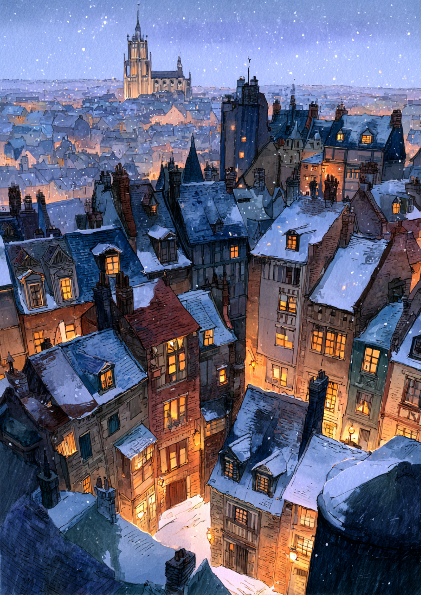 Rice Paper For Decoupage Winter City Full Cat. No. 5427