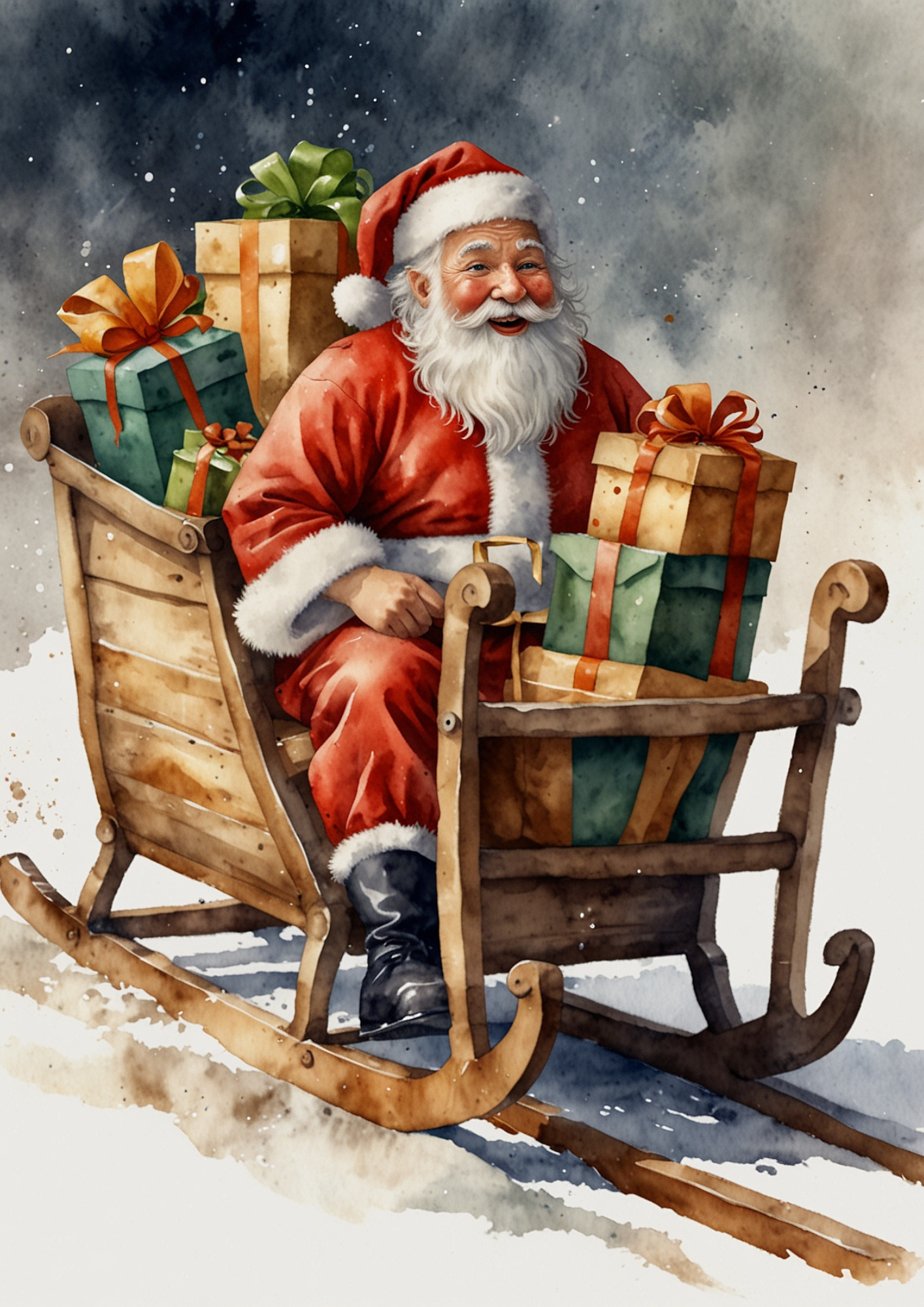 Rice Paper For Decoupage Santa Claus In Sleigh Full Cat. No. 5441