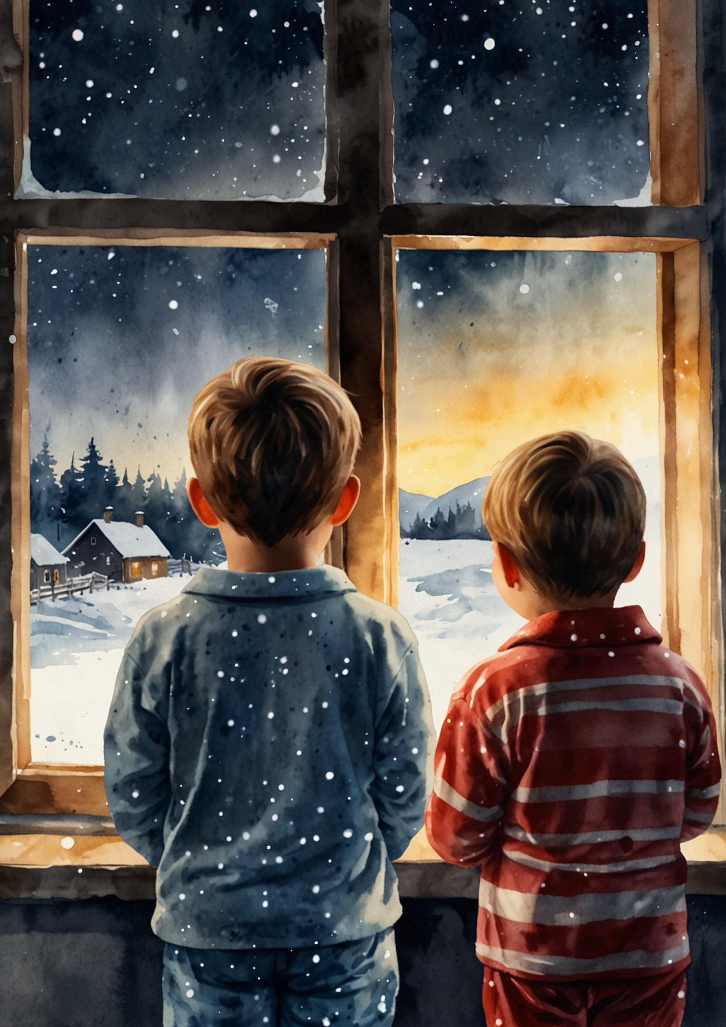 Rice Paper For Decoupage Children Looking Out The Window In Winter Full Cat. No.5459