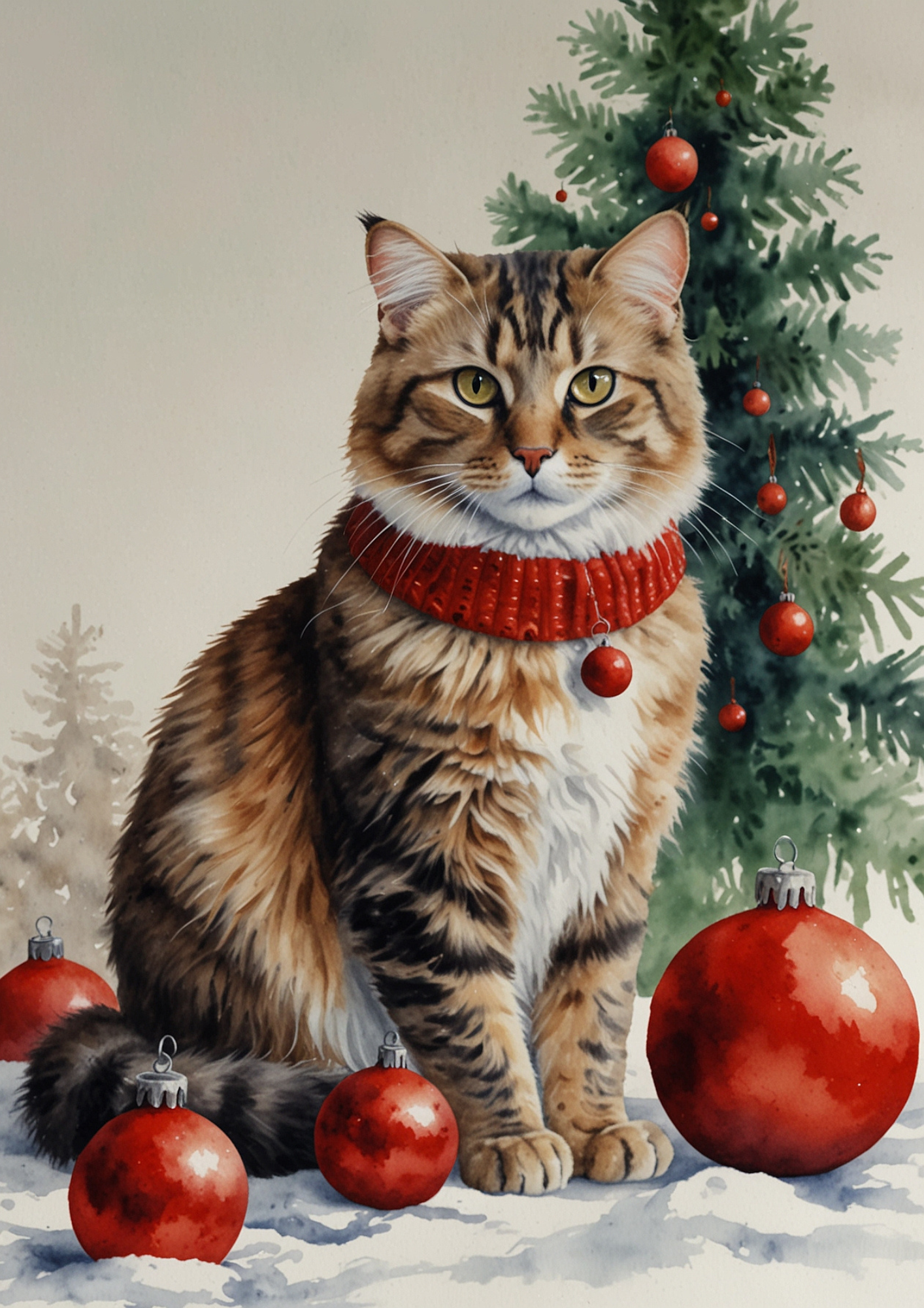 Rice Paper For Decoupage Christmas Cat And Christmas Tree Bauble Full Cat. No. 5464