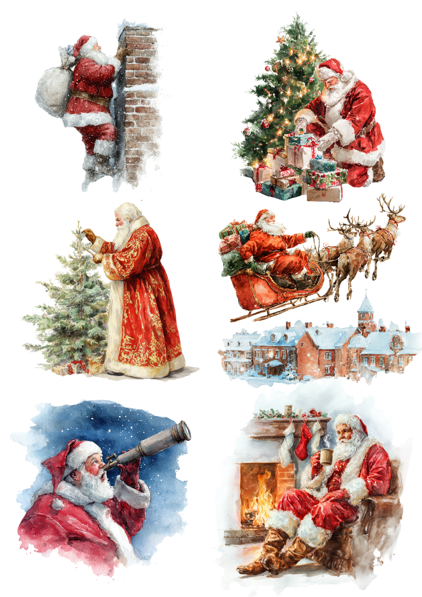 Rice Paper For Decoupage Santa Claus Collage Cat. No. 5485