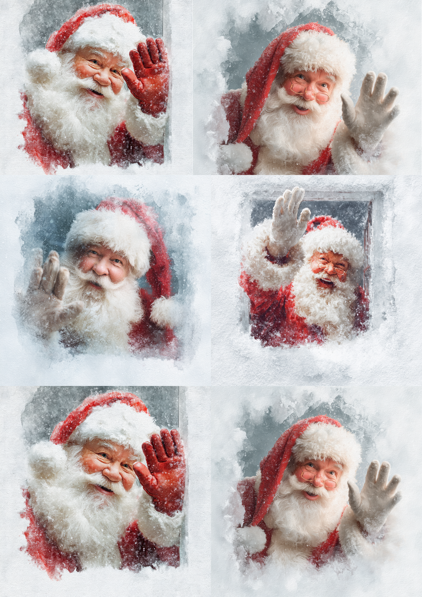 Rice Paper For Decoupage Santa Claus Collage Cat. No. 5487