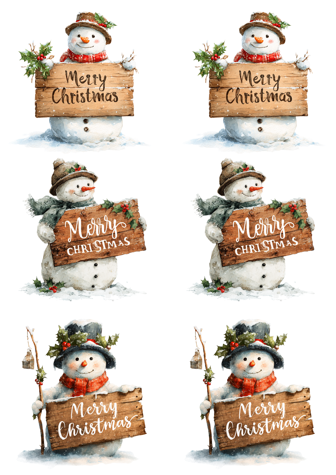Rice Paper For Decoupage Snowman Collage Cat. No. 5500
