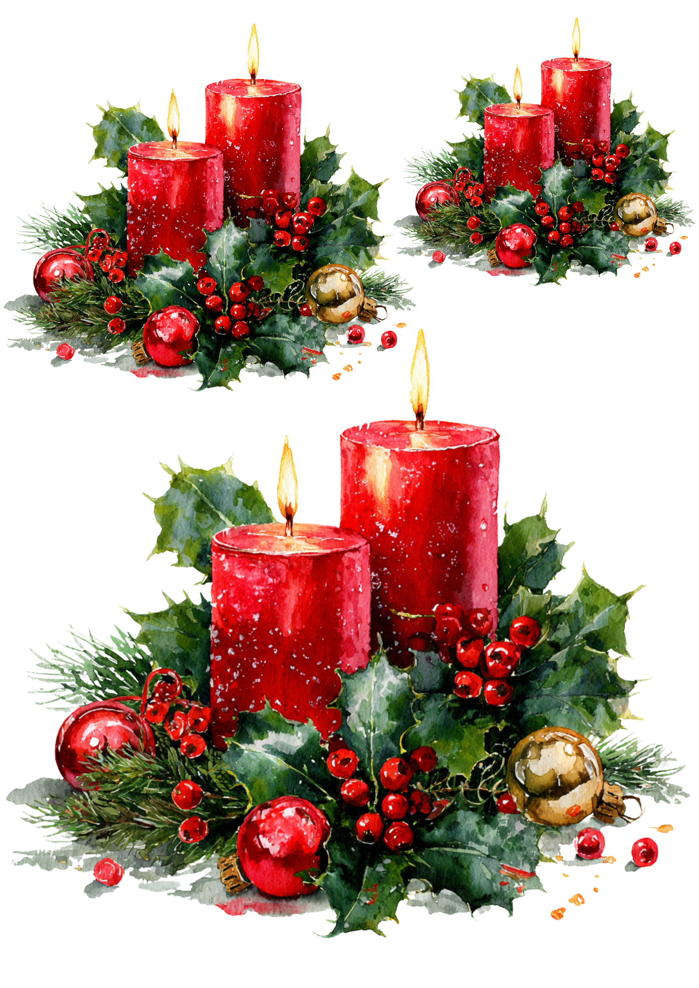 Rice Paper For Decoupage Christmas Decorations With Candles Collage Cat. No. 5508