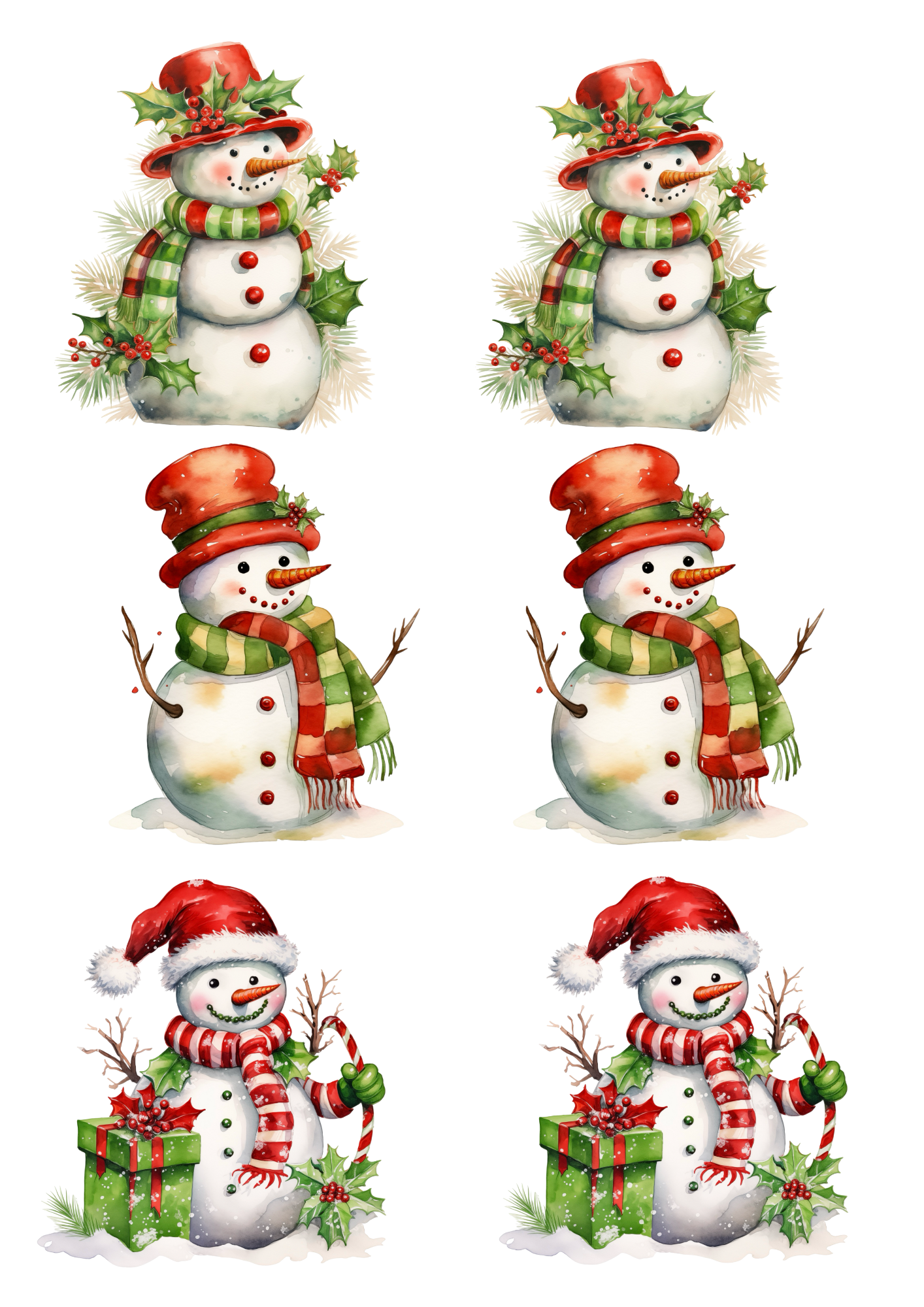 Rice Paper For Decoupage Snowmen Collage Cat. No. 5627