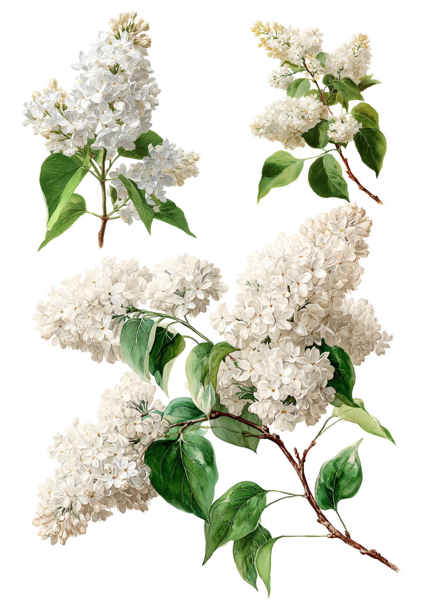 Rice Paper for Decoupage White Elderberry Branches Collage Cat. No. 5658