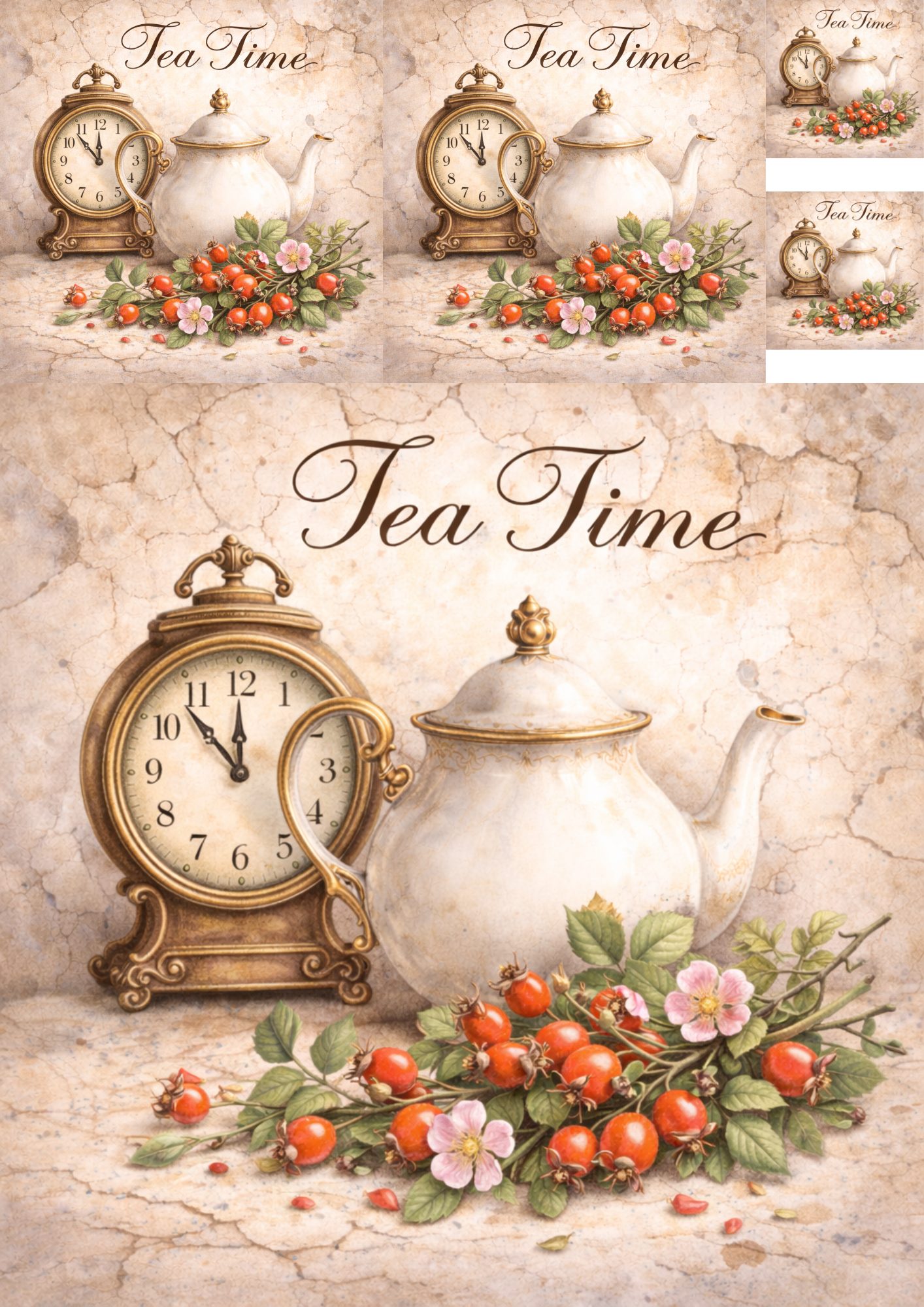 Rice Paper for Decoupage Tea Time Collage Cat. No. 5772