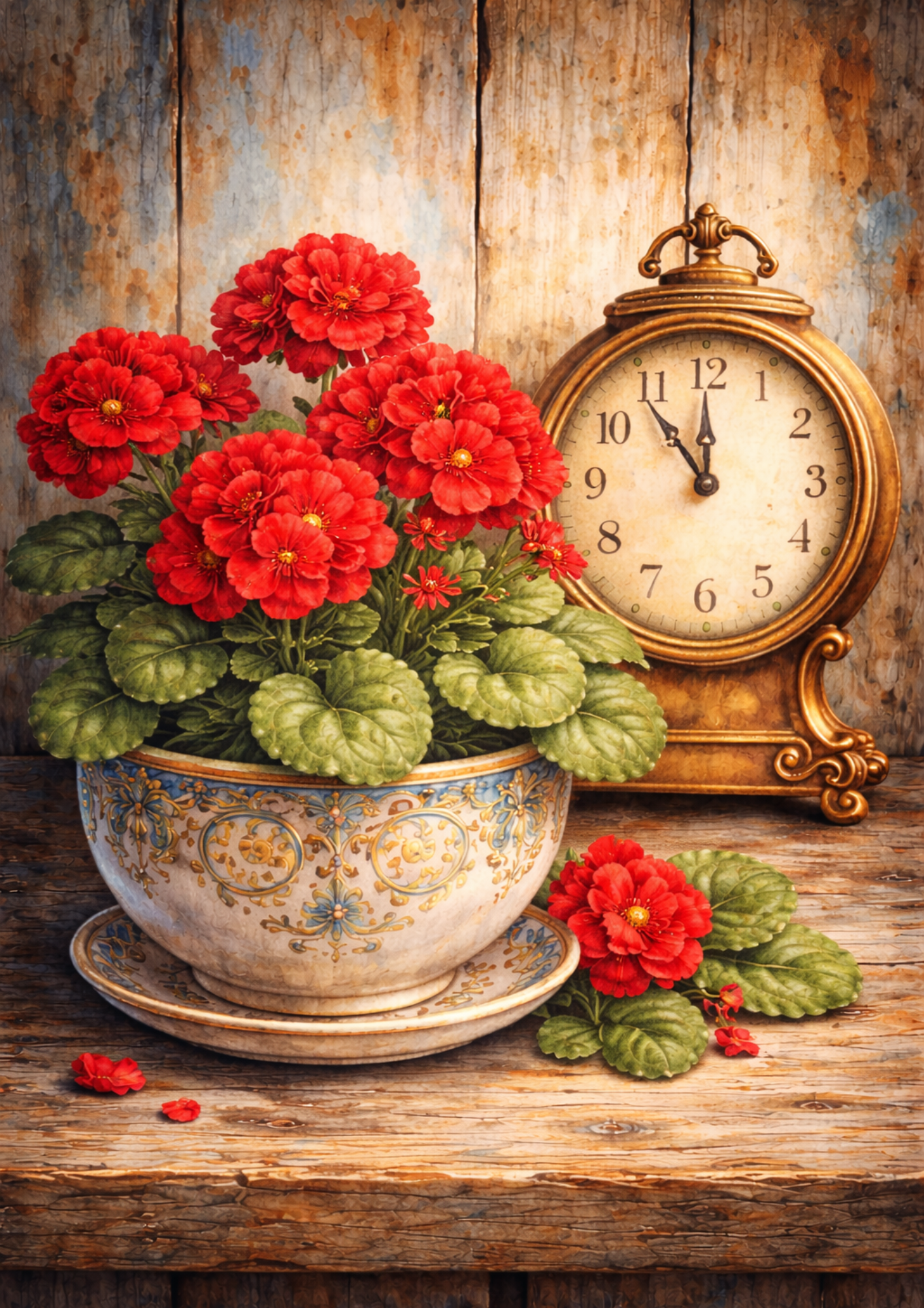 Rice Paper For Decoupage Clock And Flowers Full Cat. No. 5776