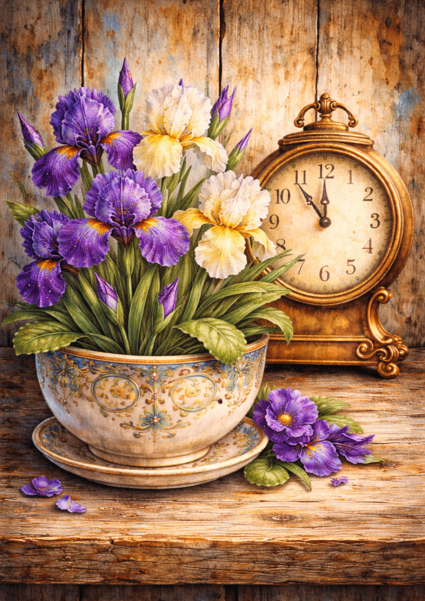 Rice Paper For Decoupage Clock And Flowers Full Cat. No. 5777