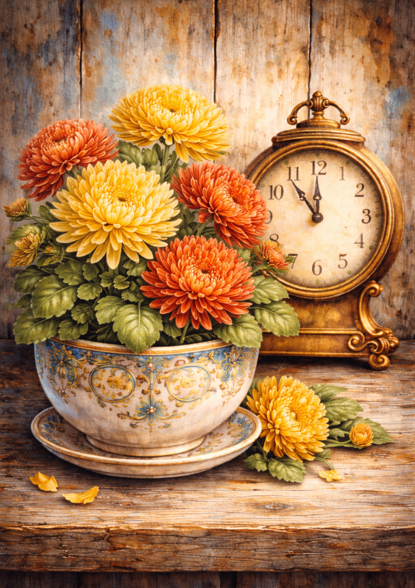 Rice Paper For Decoupage Clock And Flowers Full Cat. No. 5778