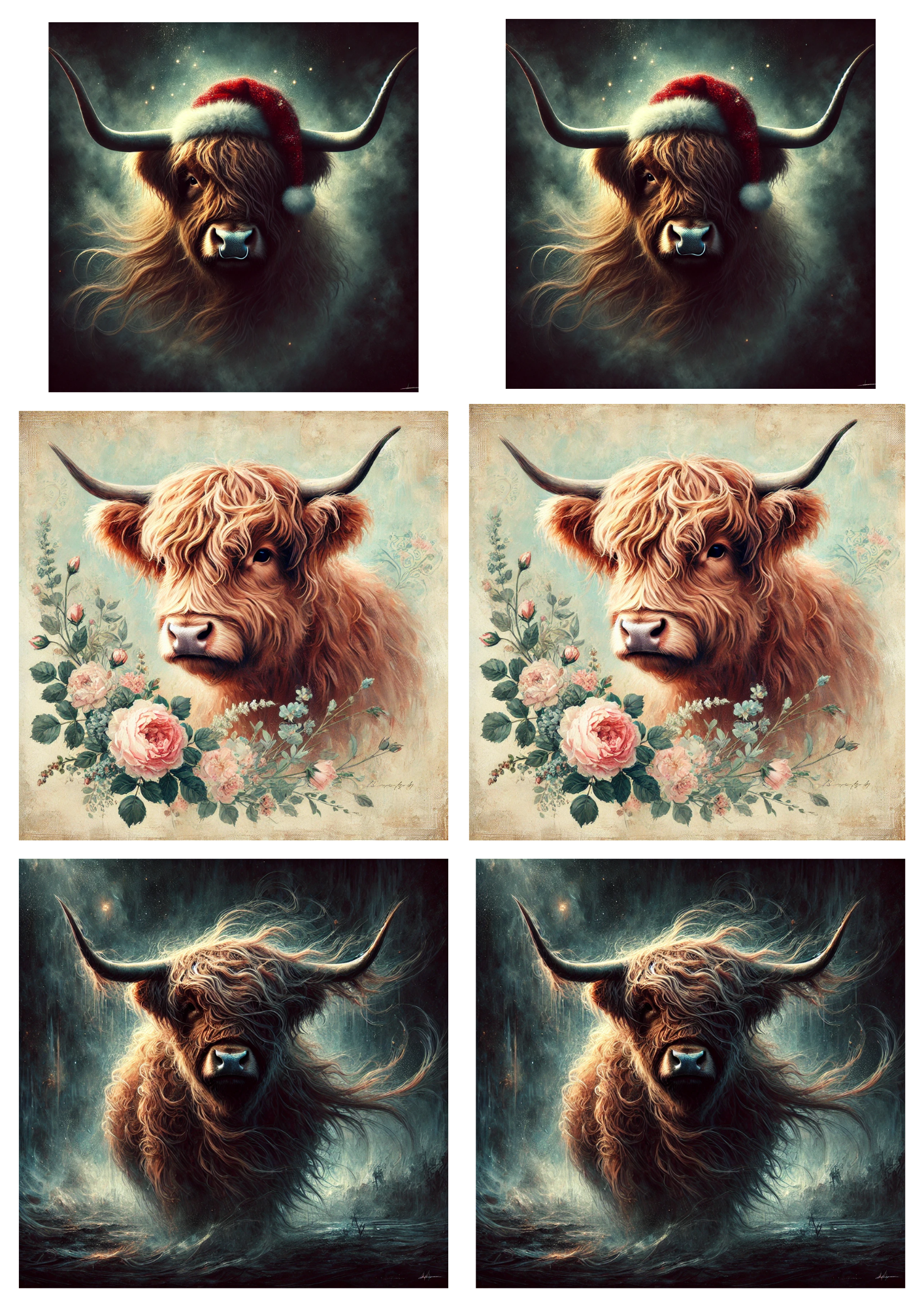 Rice Paper for Decoupage Highland Cow Collage Cat. No. 5792