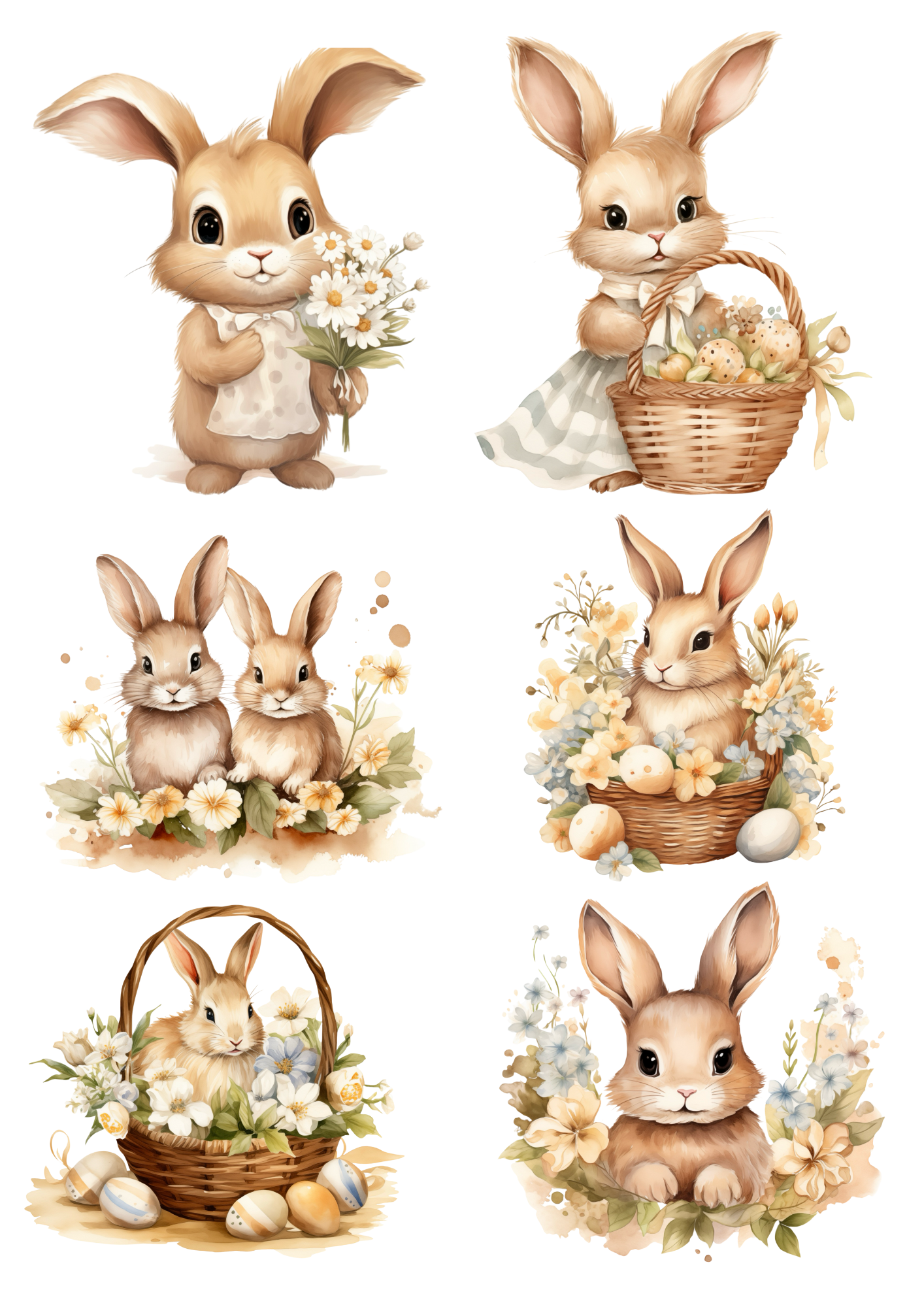 Rice Paper for Decoupage Easter Bunny Collage Cat. No. 5804