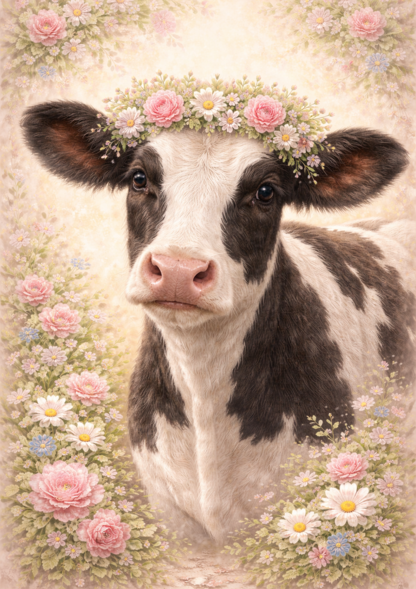 Rice Paper For Decoupage Cow In A Wreath Full Cat. No. 8430