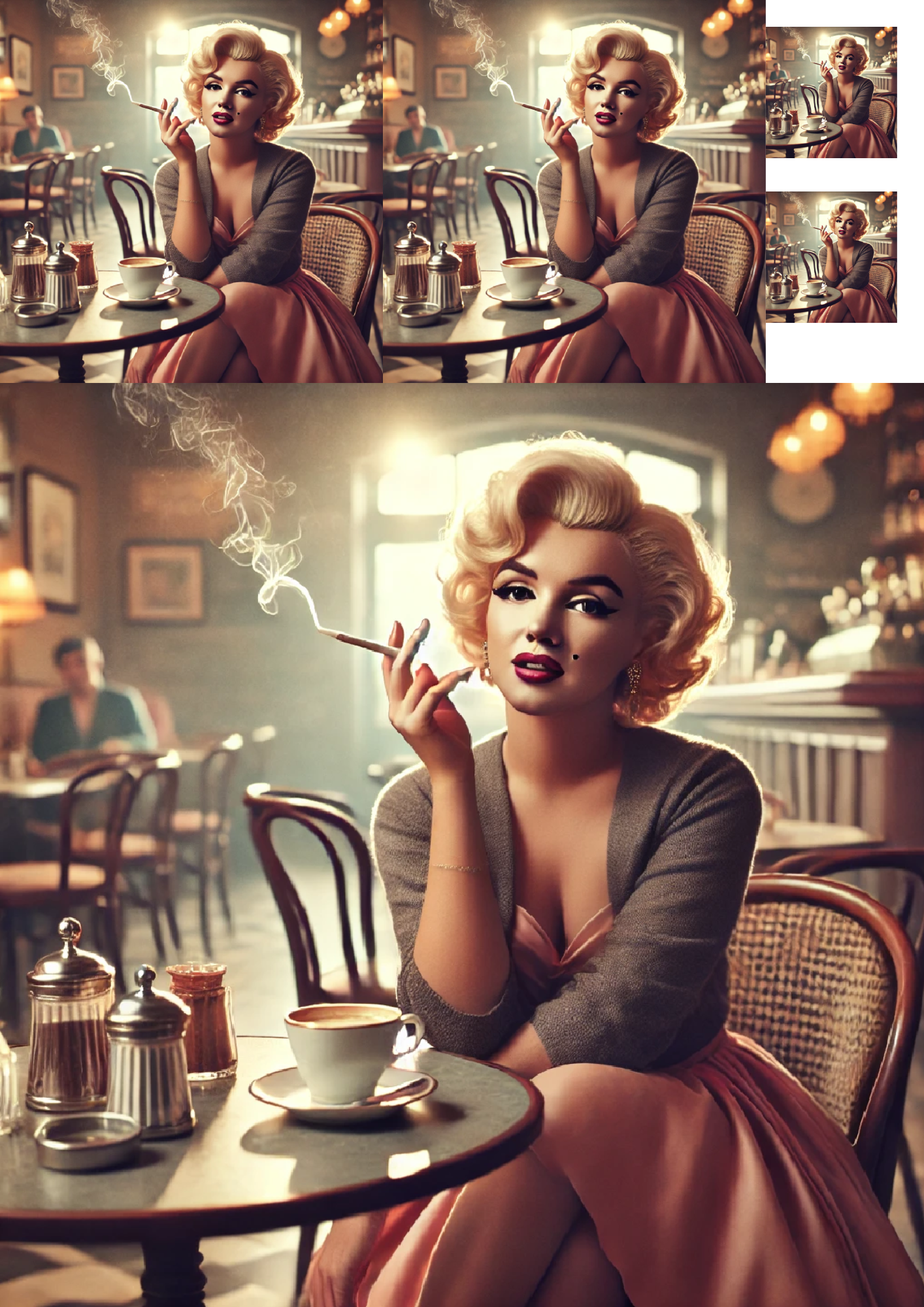 Reispapier für Decoupage Marilyn Monroe Drinks Coffee Collage Kat. Nr. 1343