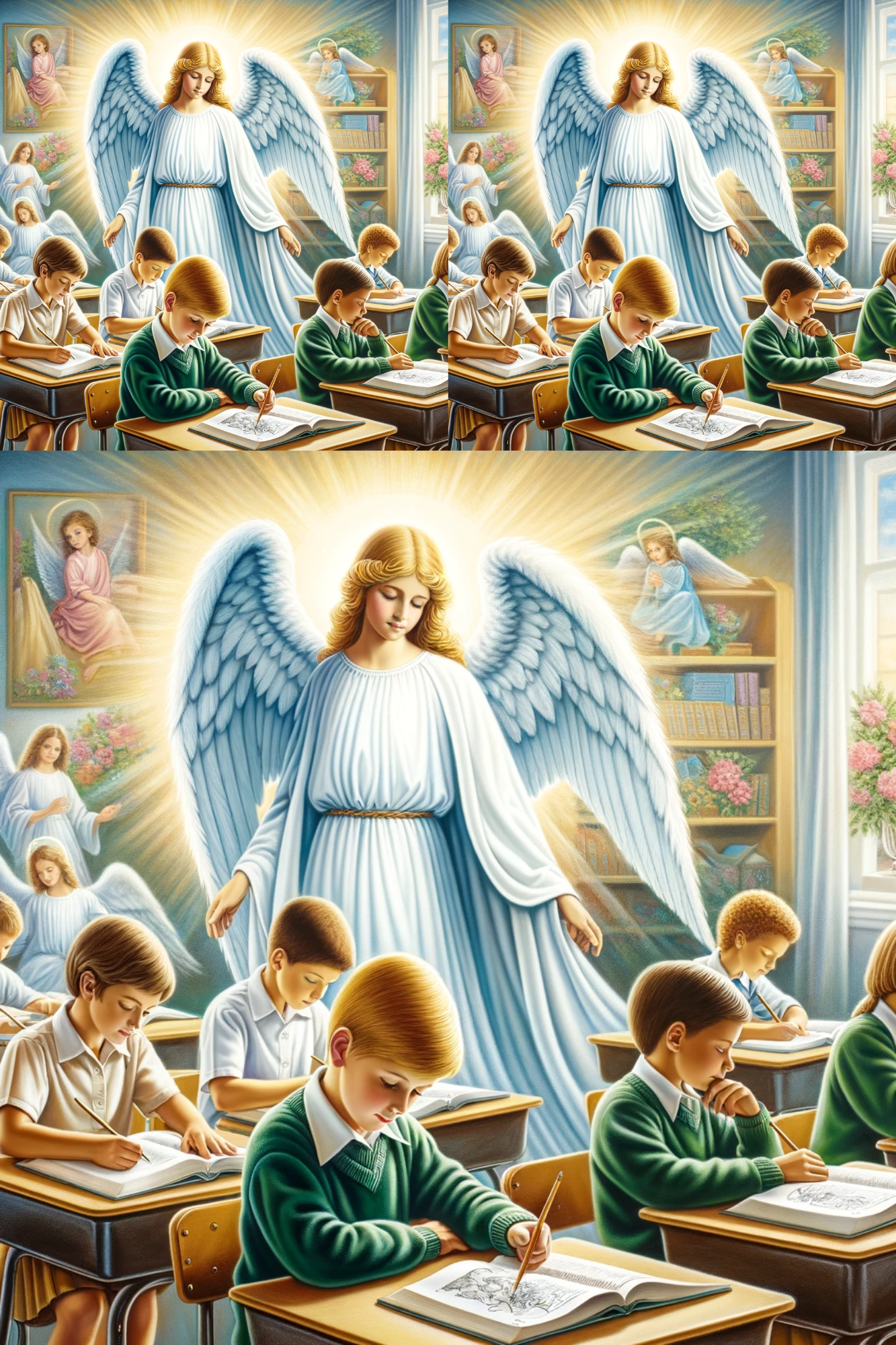 Reispapier für Decoupage-Collage „Engel im Klassenzimmer mit Kindern“ Kat.-Nr. 369